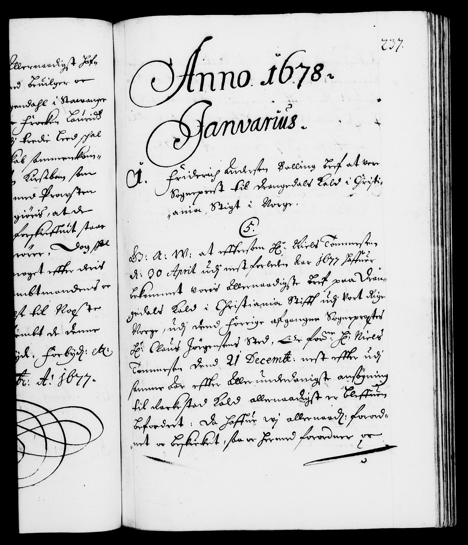 Danske Kanselli 1572-1799, RA/EA-3023/F/Fc/Fca/Fcaa/L0012: Norske registre (mikrofilm), 1674-1680, s. 237a