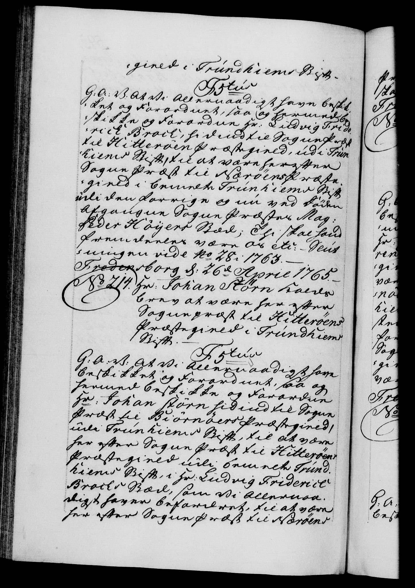 Danske Kanselli 1572-1799, RA/EA-3023/F/Fc/Fca/Fcaa/L0042: Norske registre, 1763-1766, s. 595b