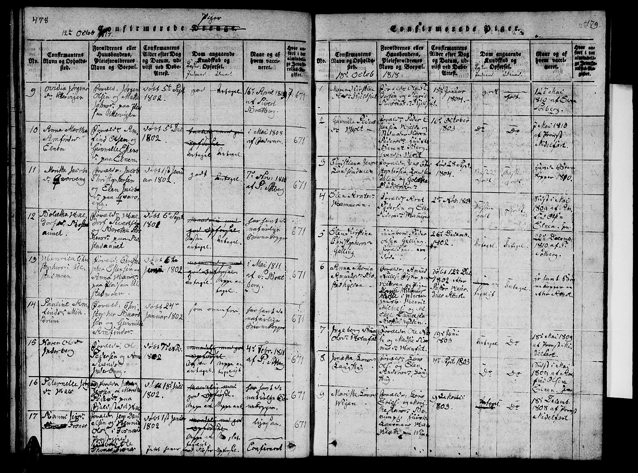 Ministerialprotokoller, klokkerbøker og fødselsregistre - Nord-Trøndelag, SAT/A-1458/741/L0400: Klokkerbok nr. 741C01, 1817-1825, s. 478-479