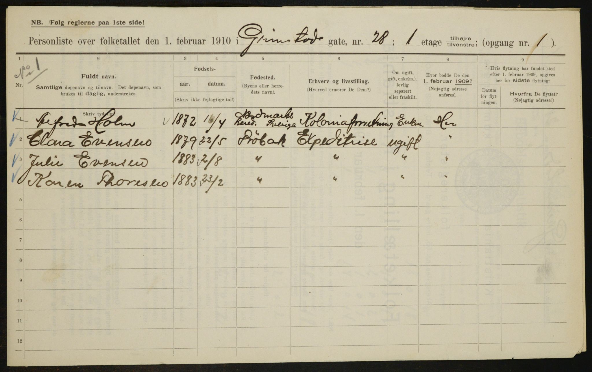 OBA, Kommunal folketelling 1.2.1910 for Kristiania, 1910, s. 28913