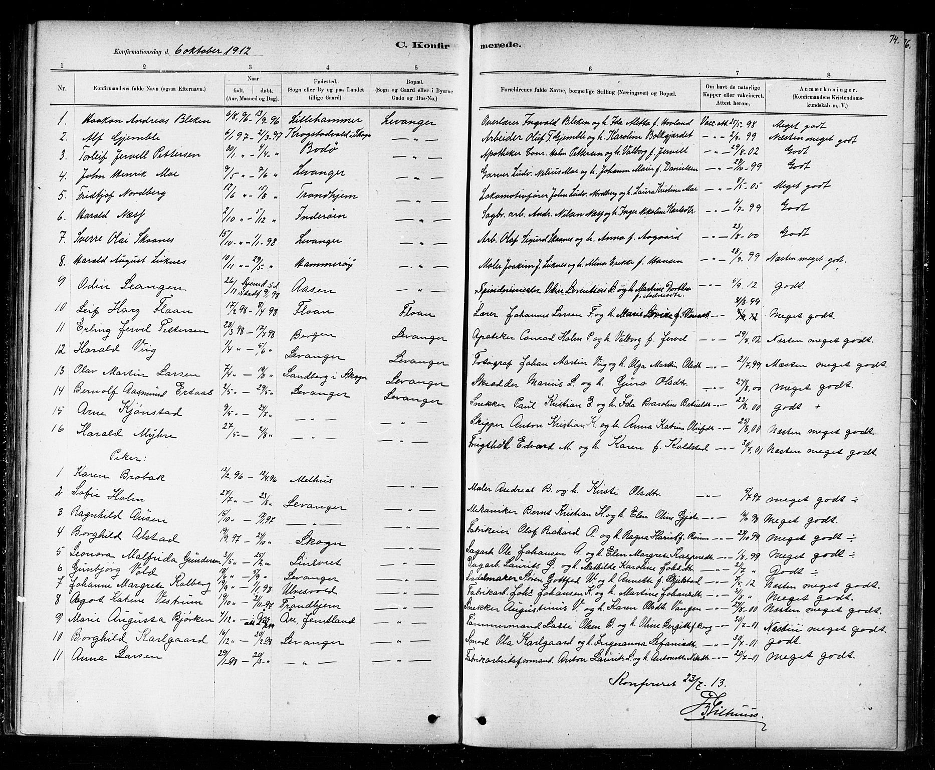 Ministerialprotokoller, klokkerbøker og fødselsregistre - Nord-Trøndelag, SAT/A-1458/720/L0192: Klokkerbok nr. 720C01, 1880-1917, s. 74