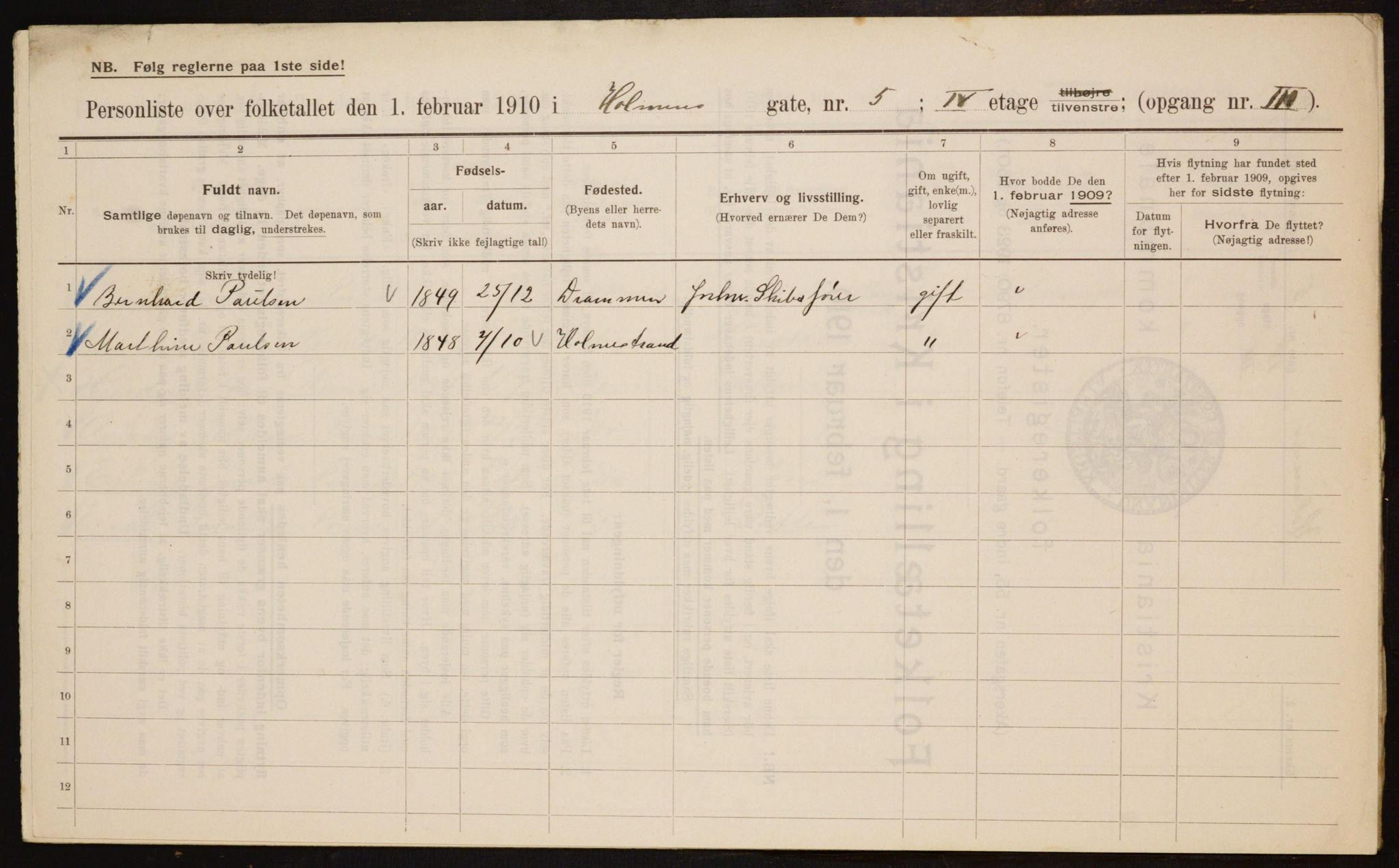 OBA, Kommunal folketelling 1.2.1910 for Kristiania, 1910, s. 40059