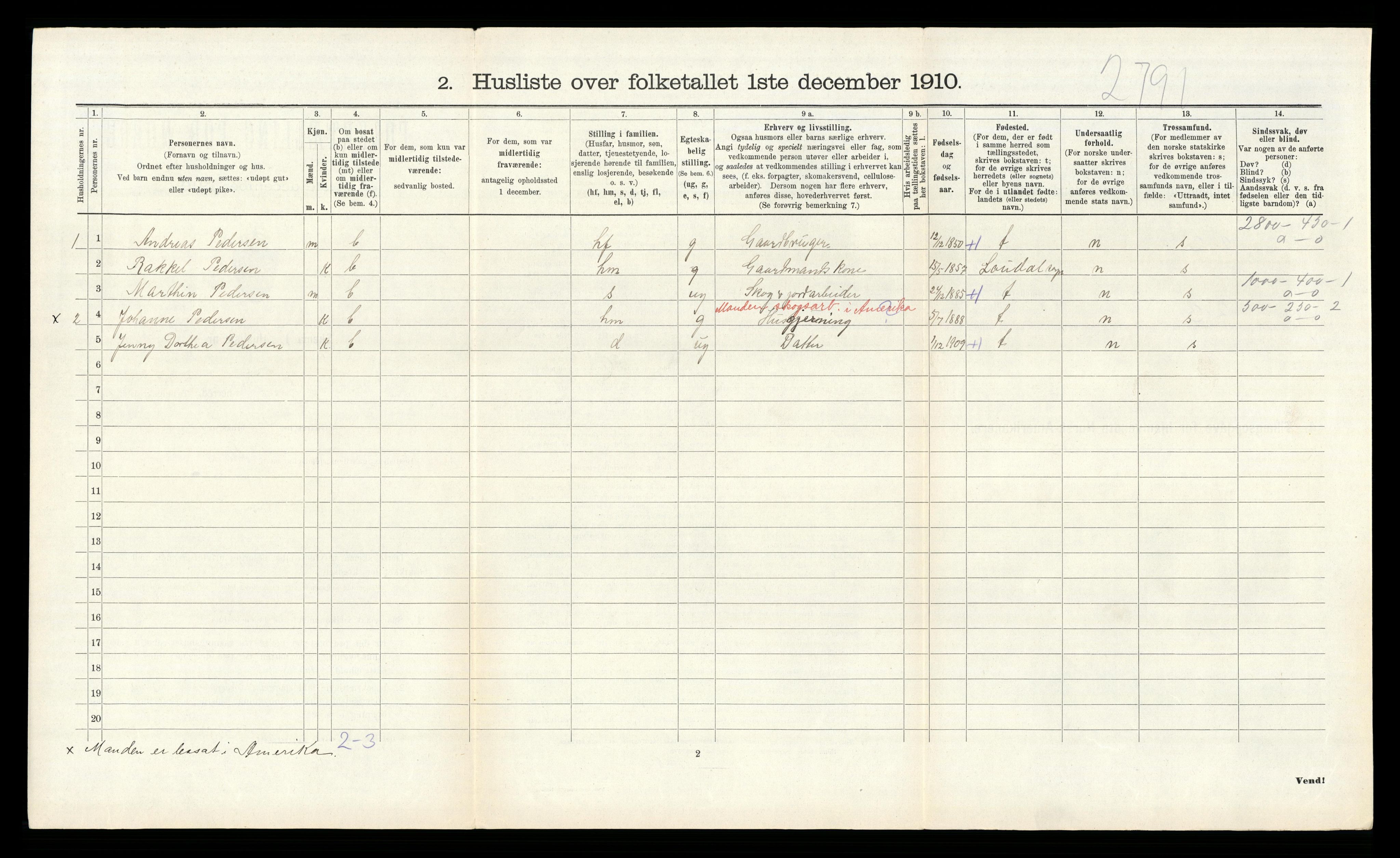 RA, Folketelling 1910 for 1018 Søgne herred, 1910, s. 1251