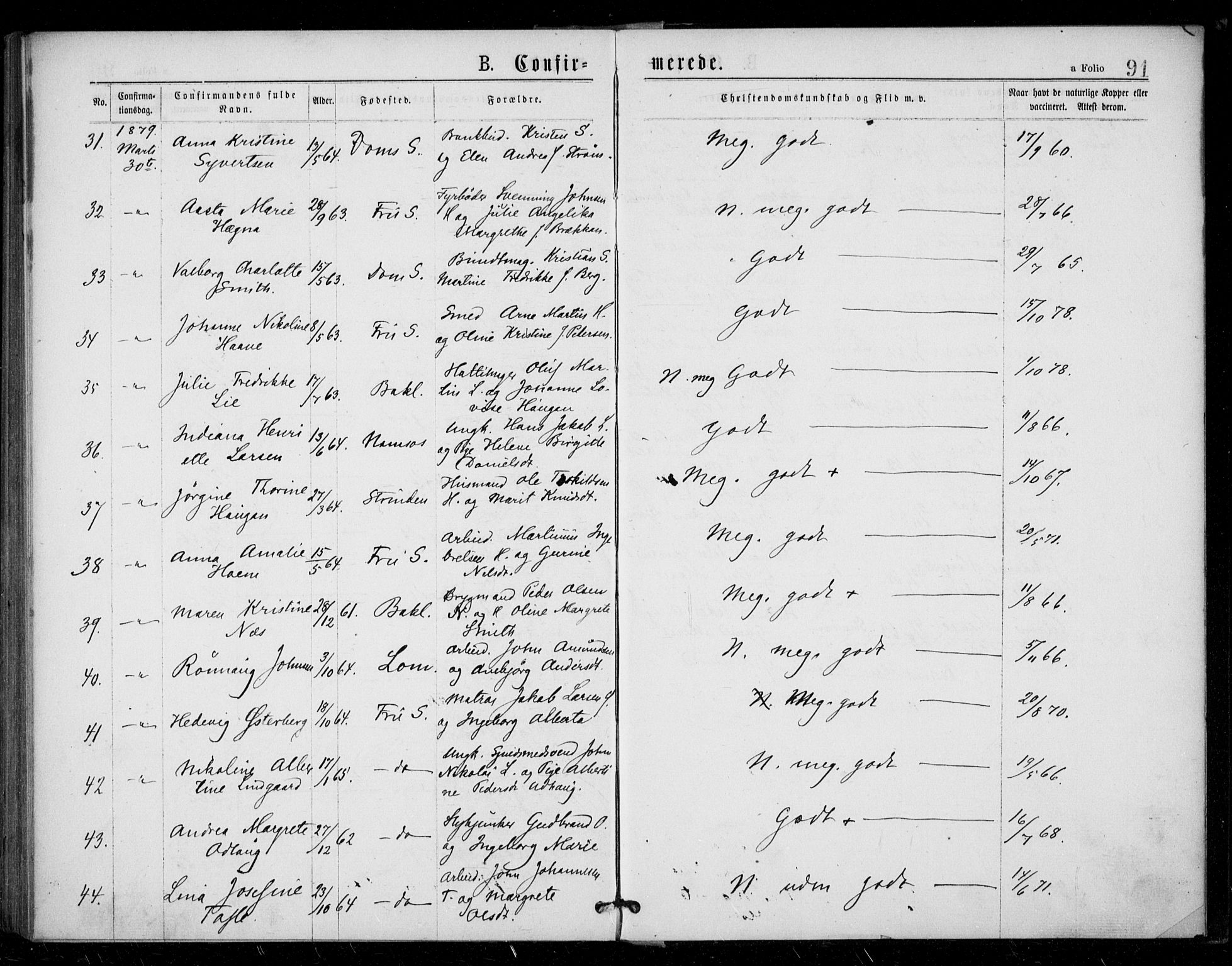 Ministerialprotokoller, klokkerbøker og fødselsregistre - Sør-Trøndelag, AV/SAT-A-1456/602/L0121: Ministerialbok nr. 602A19, 1872-1879, s. 91