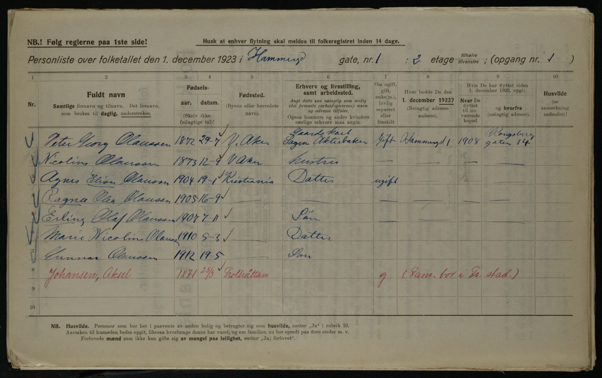 OBA, Kommunal folketelling 1.12.1923 for Kristiania, 1923, s. 38455