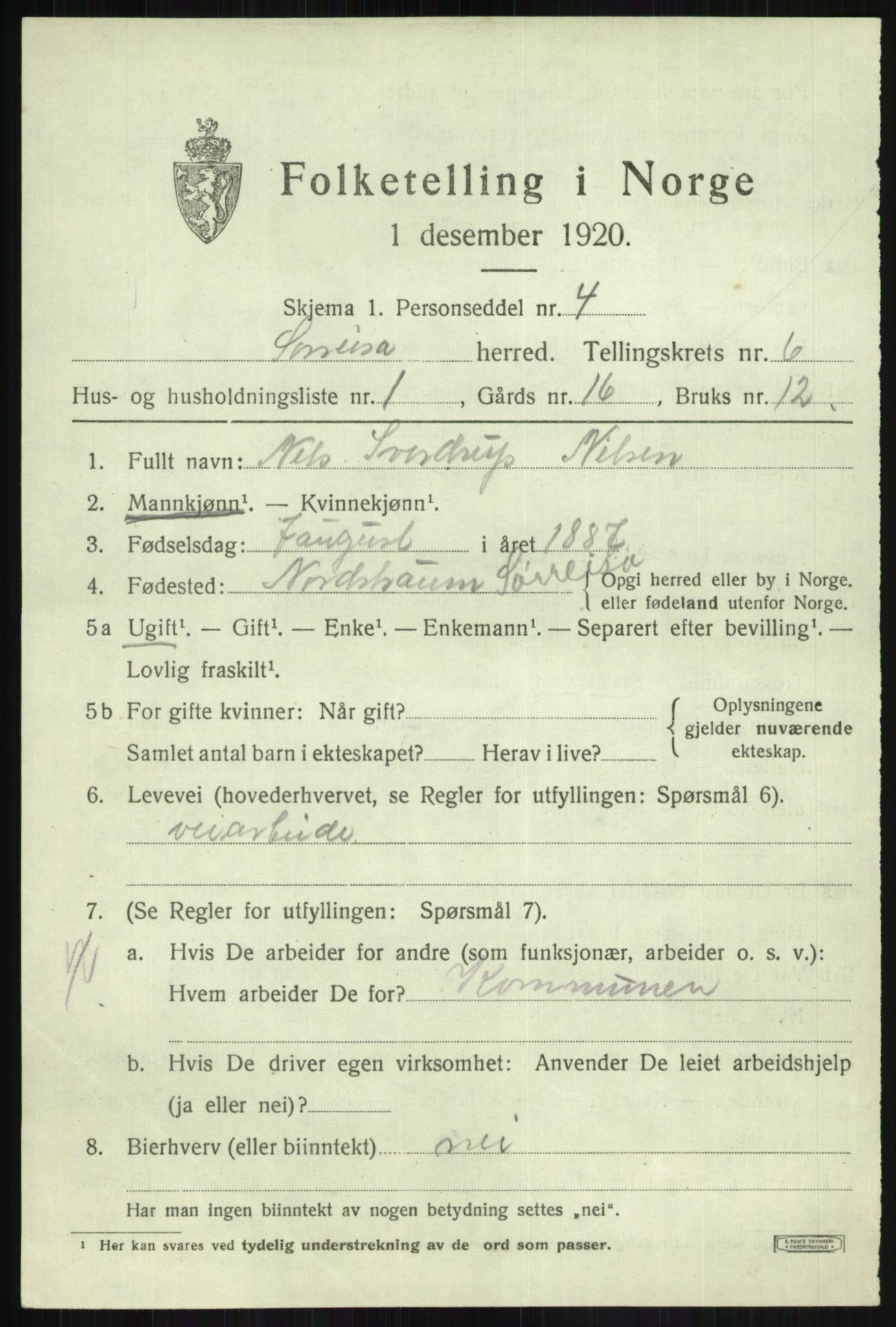 SATØ, Folketelling 1920 for 1925 Sørreisa herred, 1920, s. 2978