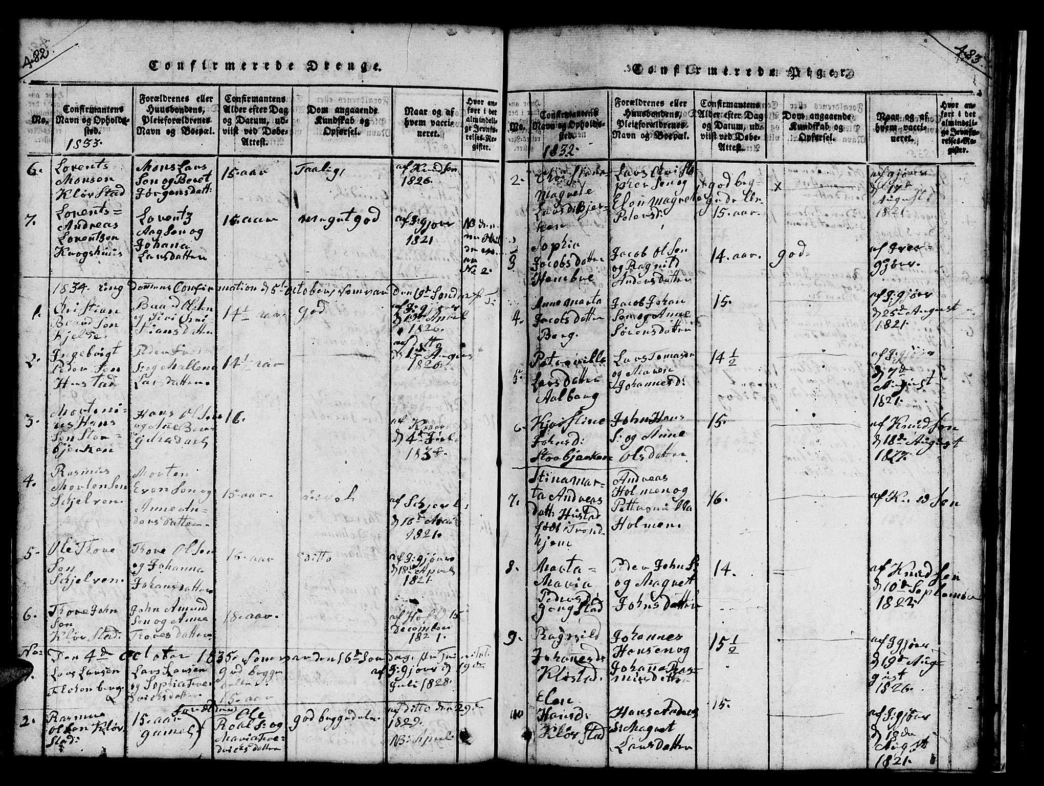 Ministerialprotokoller, klokkerbøker og fødselsregistre - Nord-Trøndelag, SAT/A-1458/732/L0317: Klokkerbok nr. 732C01, 1816-1881, s. 482-483