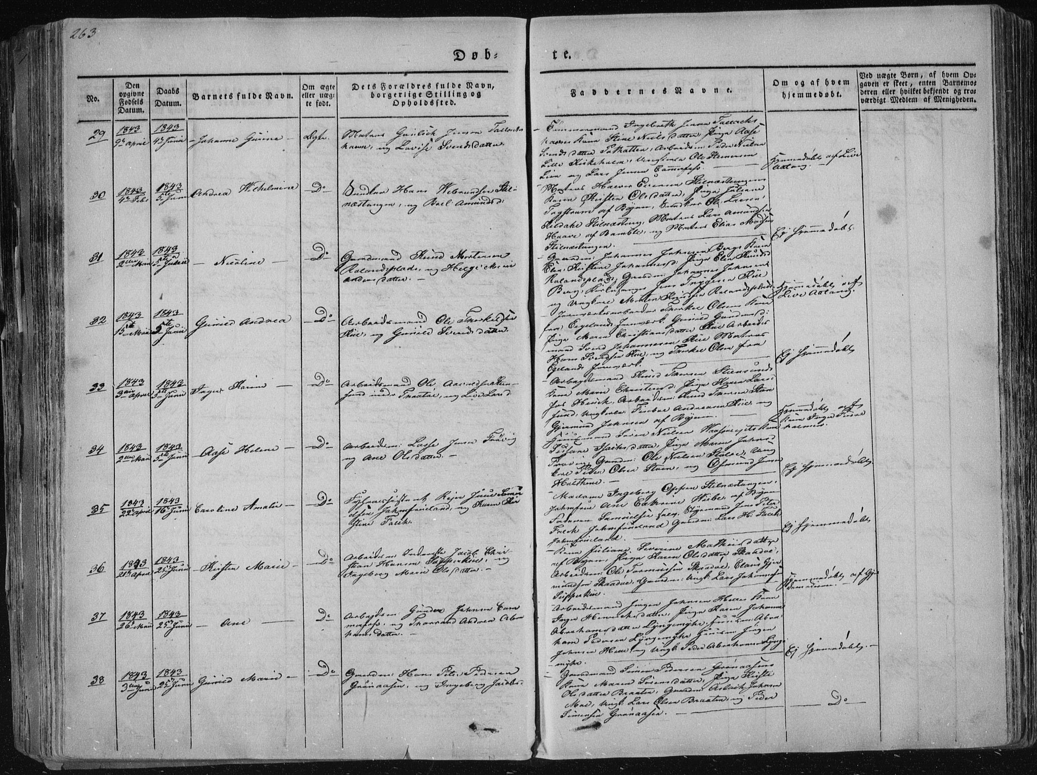 Sannidal kirkebøker, AV/SAKO-A-296/F/Fa/L0006: Ministerialbok nr. 6, 1831-1847, s. 263