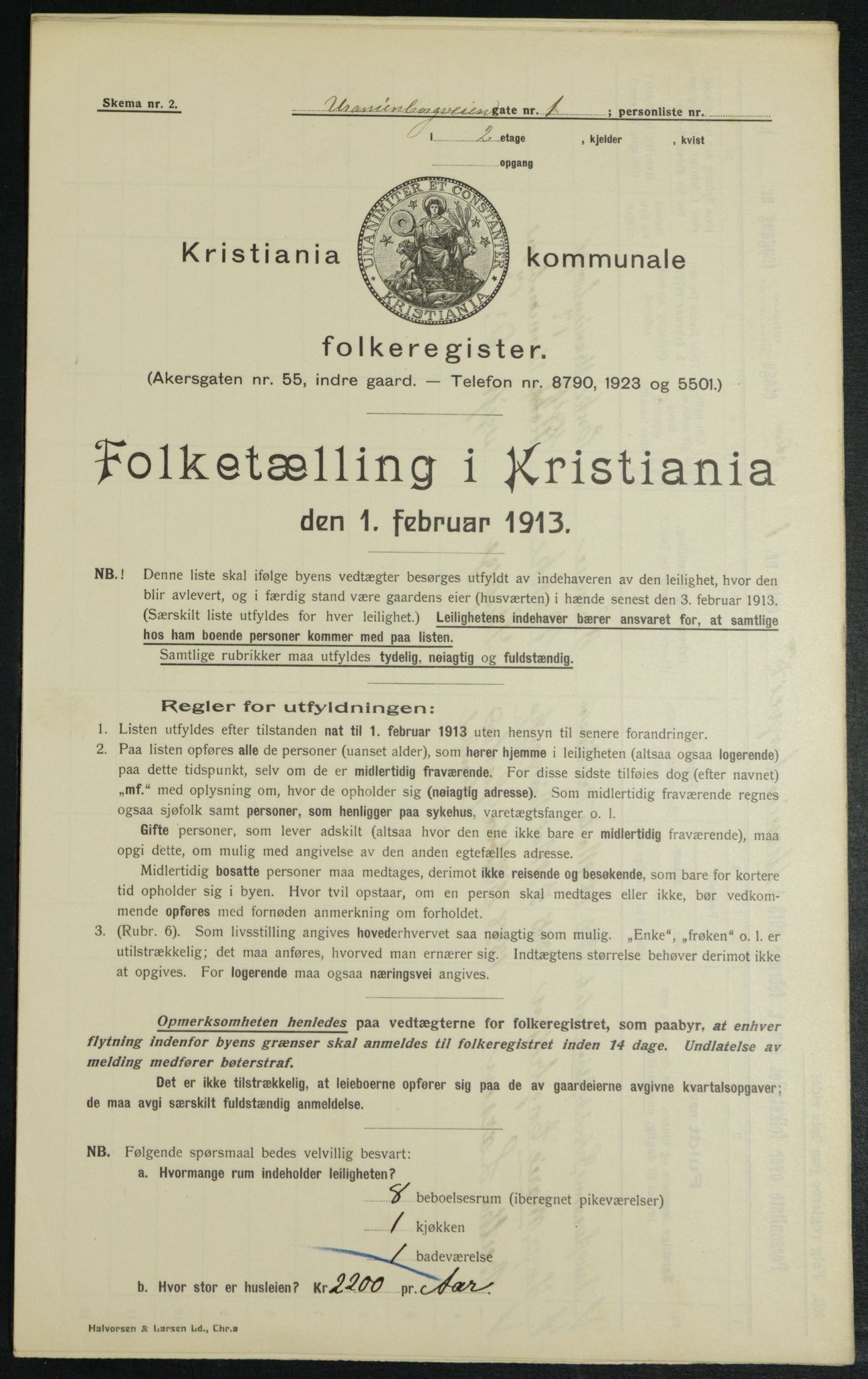 OBA, Kommunal folketelling 1.2.1913 for Kristiania, 1913, s. 120273