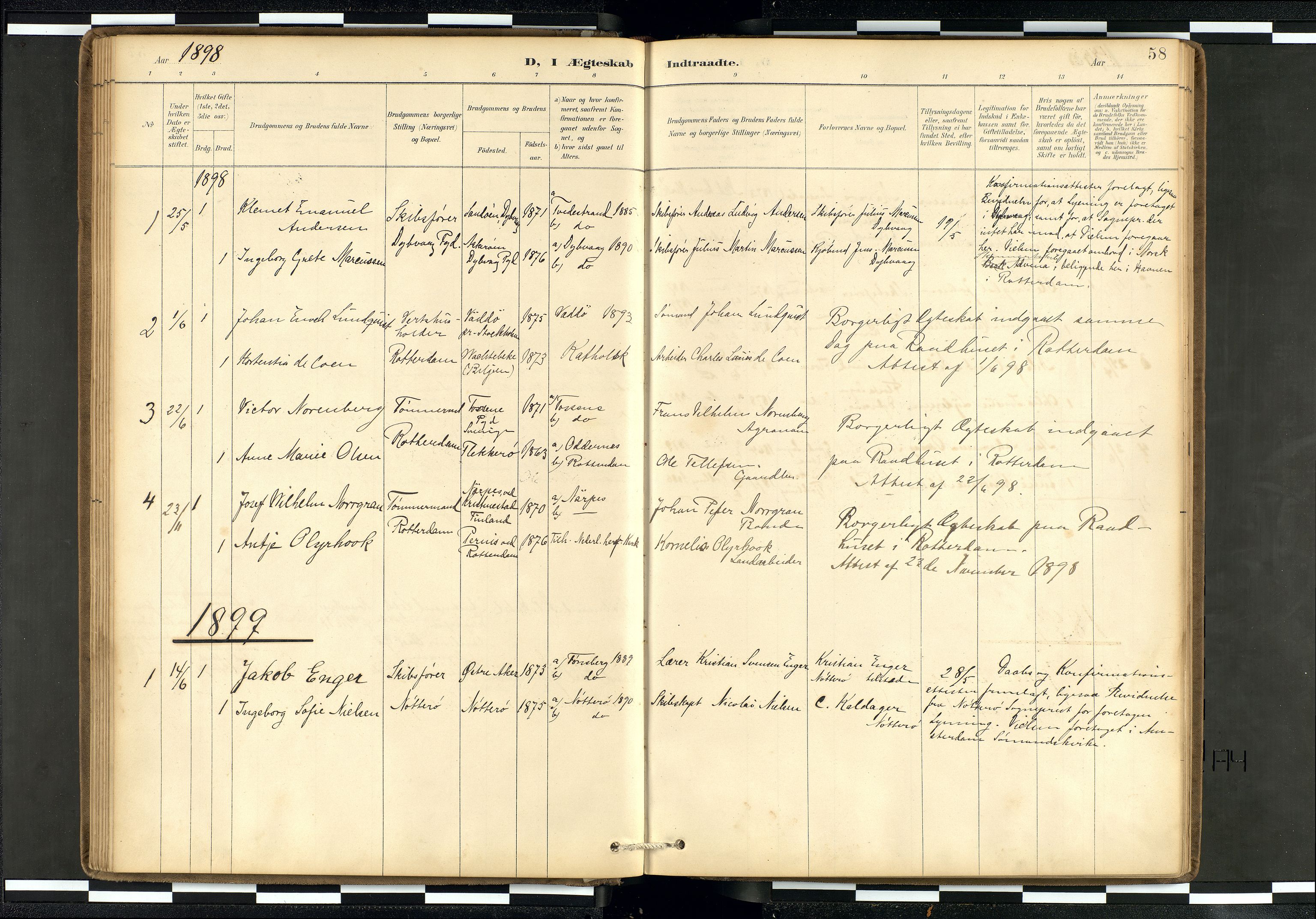 Den norske sjømannsmisjon i utlandet/Hollandske havner (Amsterdam-Rotterdam-Europort), AV/SAB-SAB/PA-0106/H/Ha/Haa/L0002: Ministerialbok nr. A 2, 1887-1907, s. 57b-58a