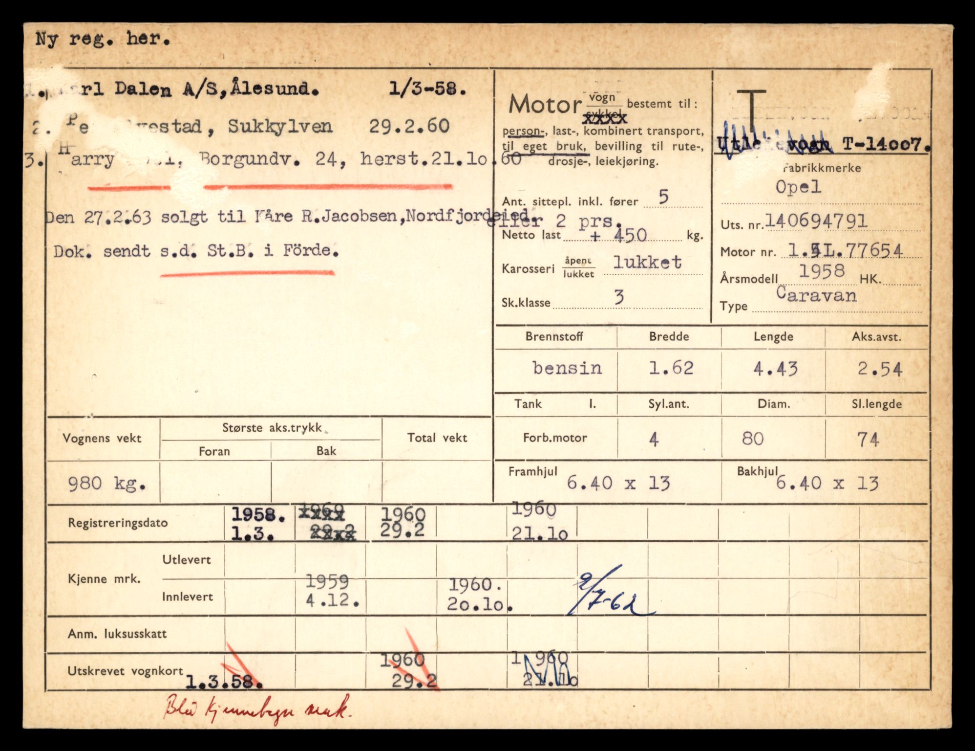 Møre og Romsdal vegkontor - Ålesund trafikkstasjon, AV/SAT-A-4099/F/Fe/L0042: Registreringskort for kjøretøy T 13906 - T 14079, 1927-1998, s. 1423