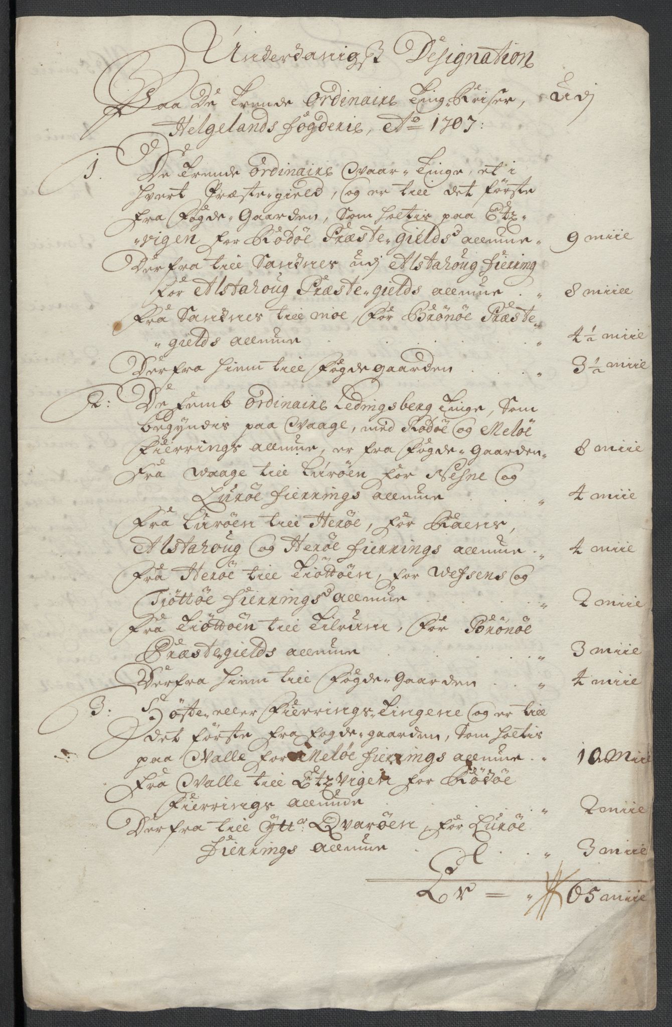 Rentekammeret inntil 1814, Reviderte regnskaper, Fogderegnskap, RA/EA-4092/R65/L4509: Fogderegnskap Helgeland, 1706-1707, s. 271