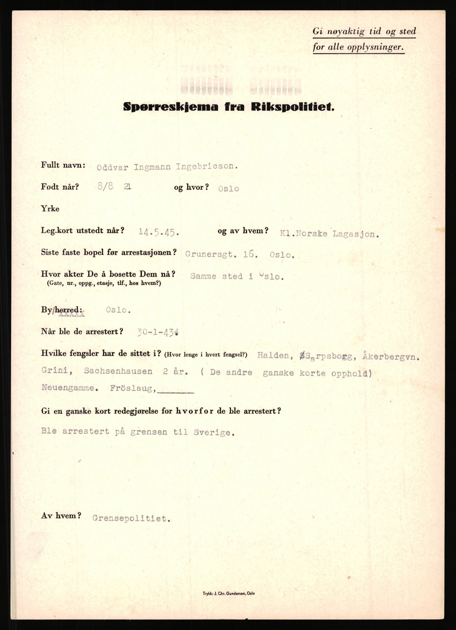 Rikspolitisjefen, AV/RA-S-1560/L/L0007: Heen, Erik C. - Iversen, Trygve, 1940-1945, s. 1137