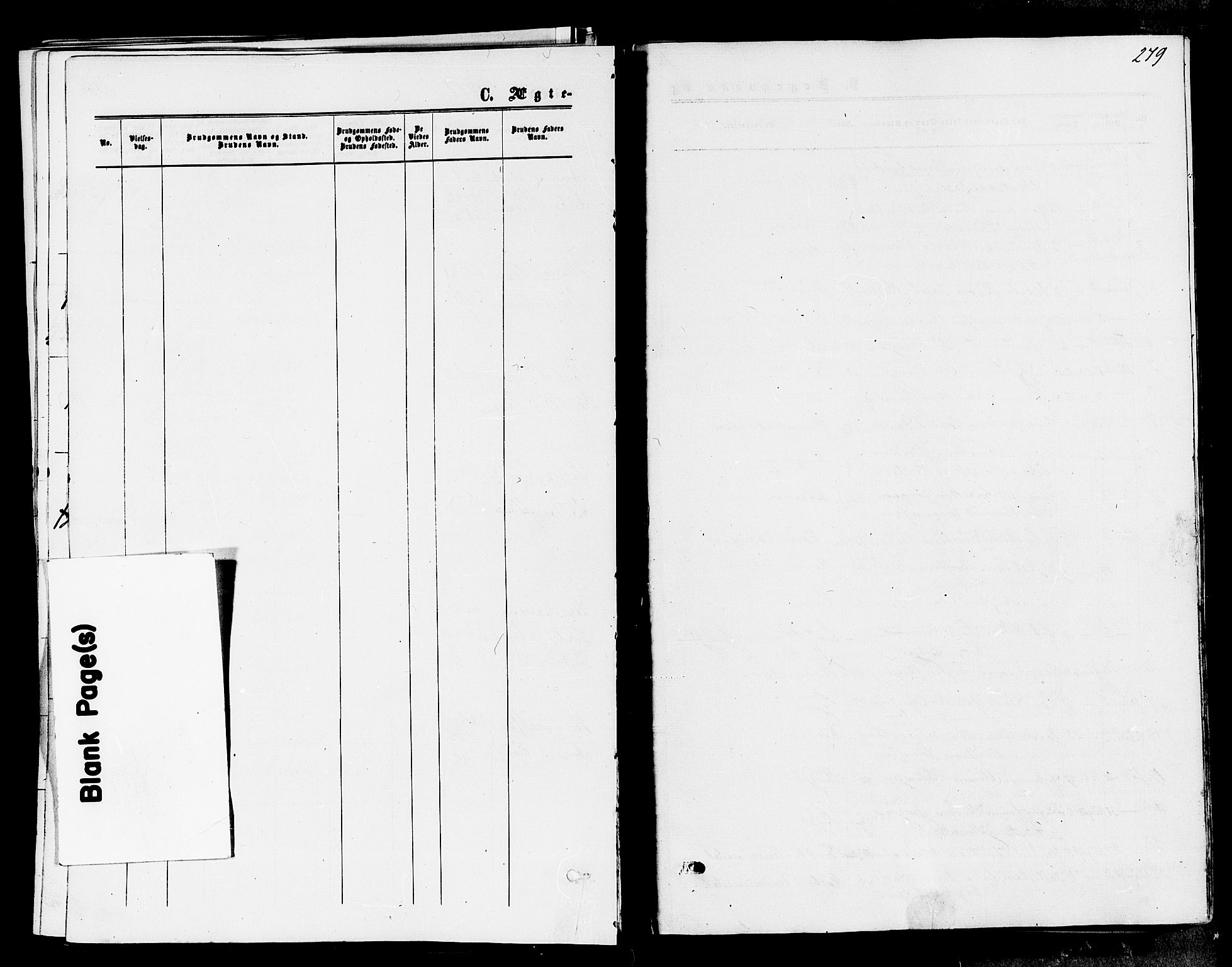 Våle kirkebøker, AV/SAKO-A-334/F/Fa/L0010: Ministerialbok nr. I 10, 1861-1877, s. 279