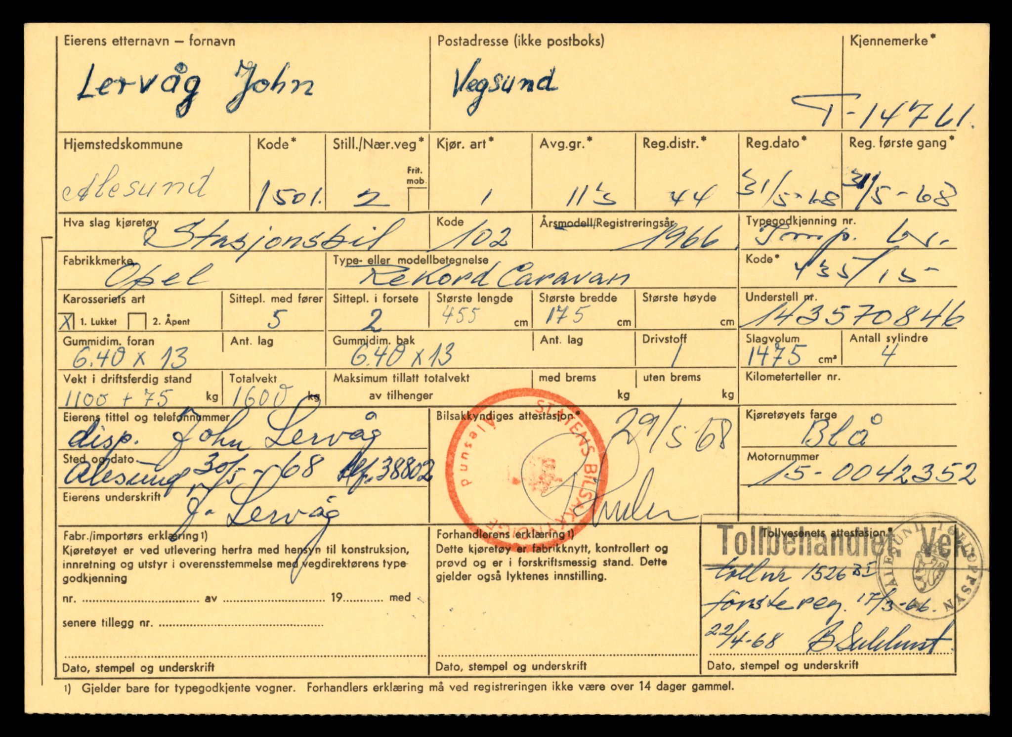 Møre og Romsdal vegkontor - Ålesund trafikkstasjon, AV/SAT-A-4099/F/Fe/L0048: Registreringskort for kjøretøy T 14721 - T 14863, 1927-1998, s. 820