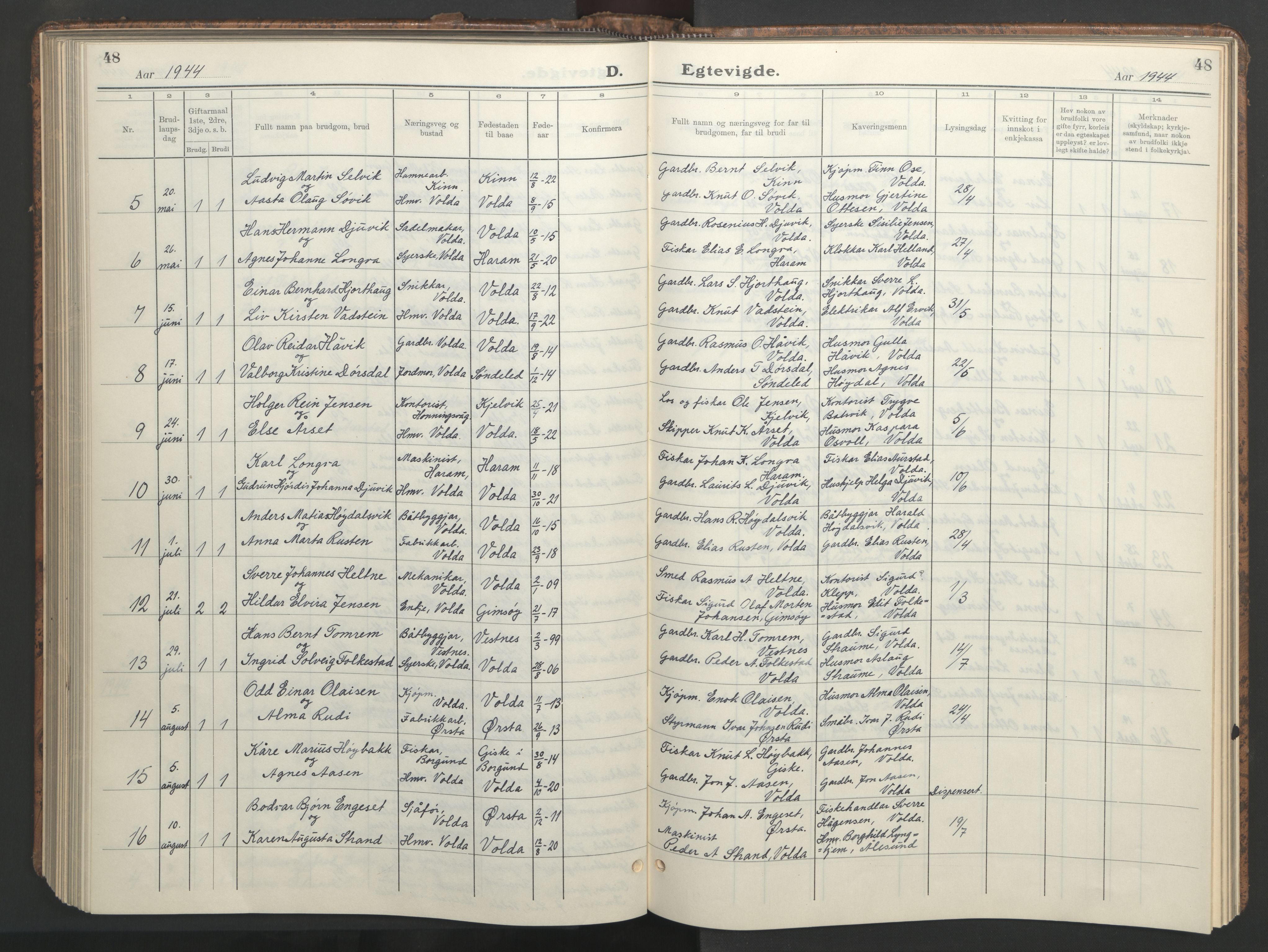 Ministerialprotokoller, klokkerbøker og fødselsregistre - Møre og Romsdal, AV/SAT-A-1454/511/L0161: Klokkerbok nr. 511C07, 1933-1948, s. 48