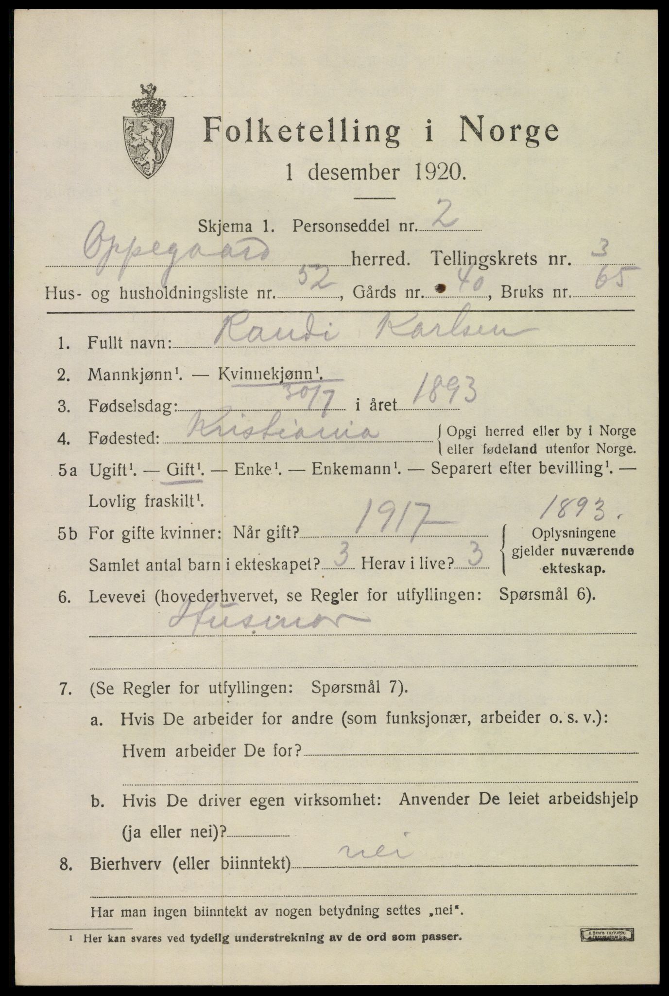 SAO, Folketelling 1920 for 0217 Oppegård herred, 1920, s. 5525