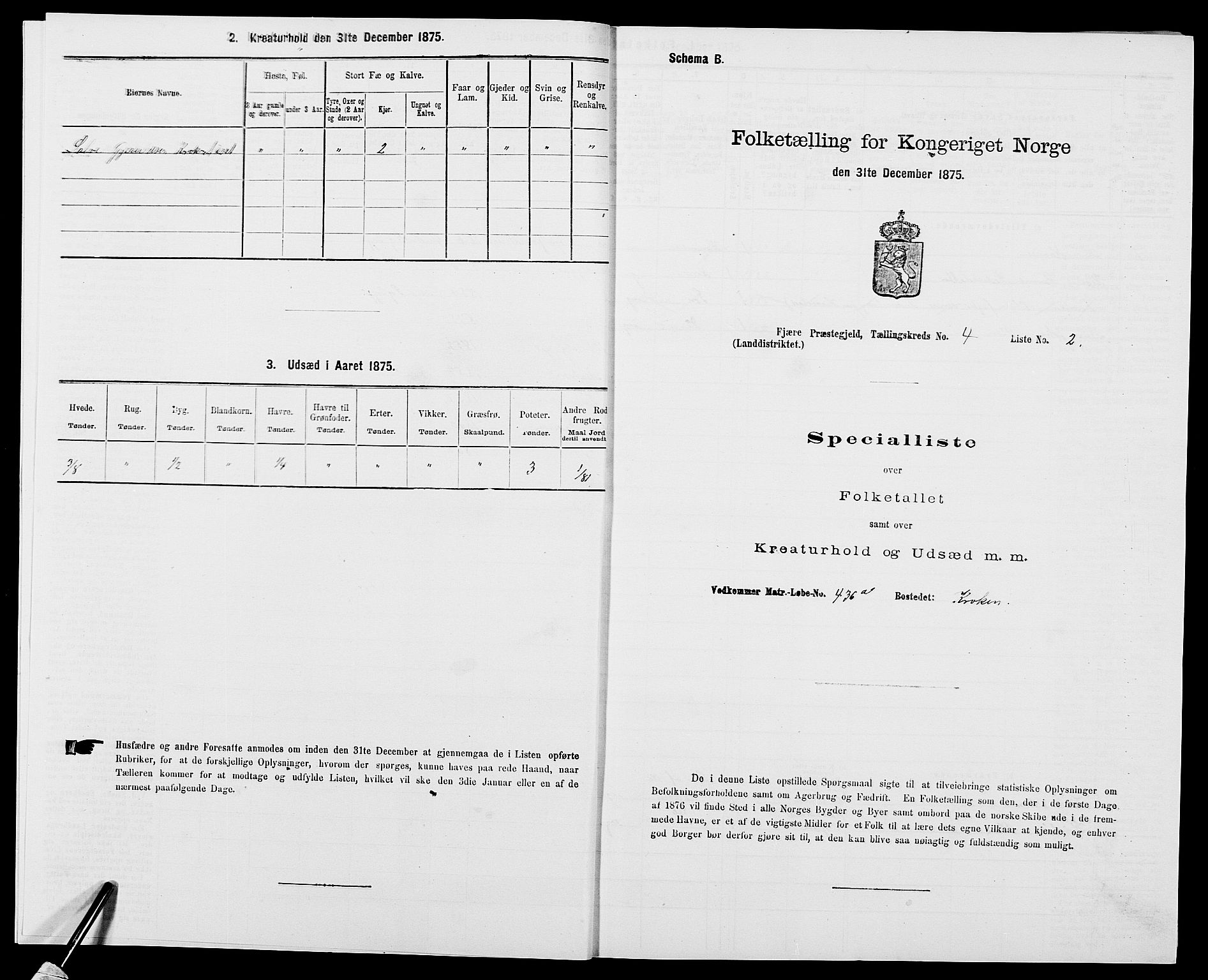 SAK, Folketelling 1875 for 0923L Fjære prestegjeld, Fjære sokn, 1875, s. 1033