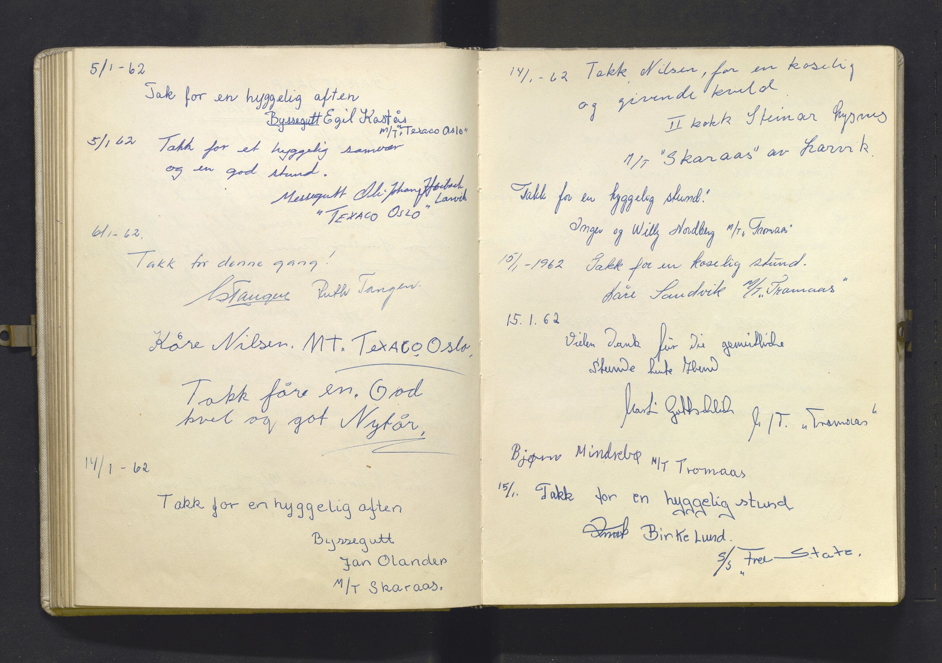 Den norske sjømannsmisjon i utlandet/San Fernando (Trinidad), AV/SAB-SAB/PA-0124/G/L0001: Gjestebok for sjømannskirken i San Fernando, 1959-1963