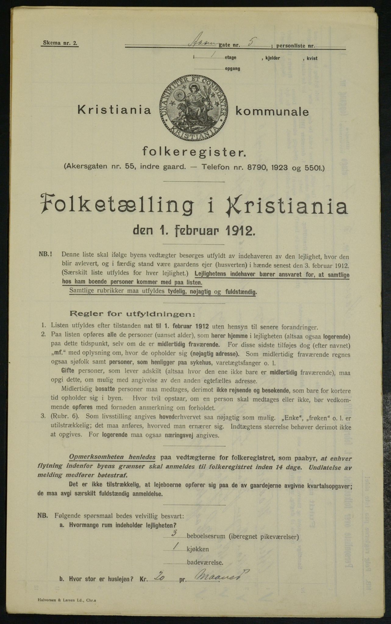 OBA, Kommunal folketelling 1.2.1912 for Kristiania, 1912, s. 131078