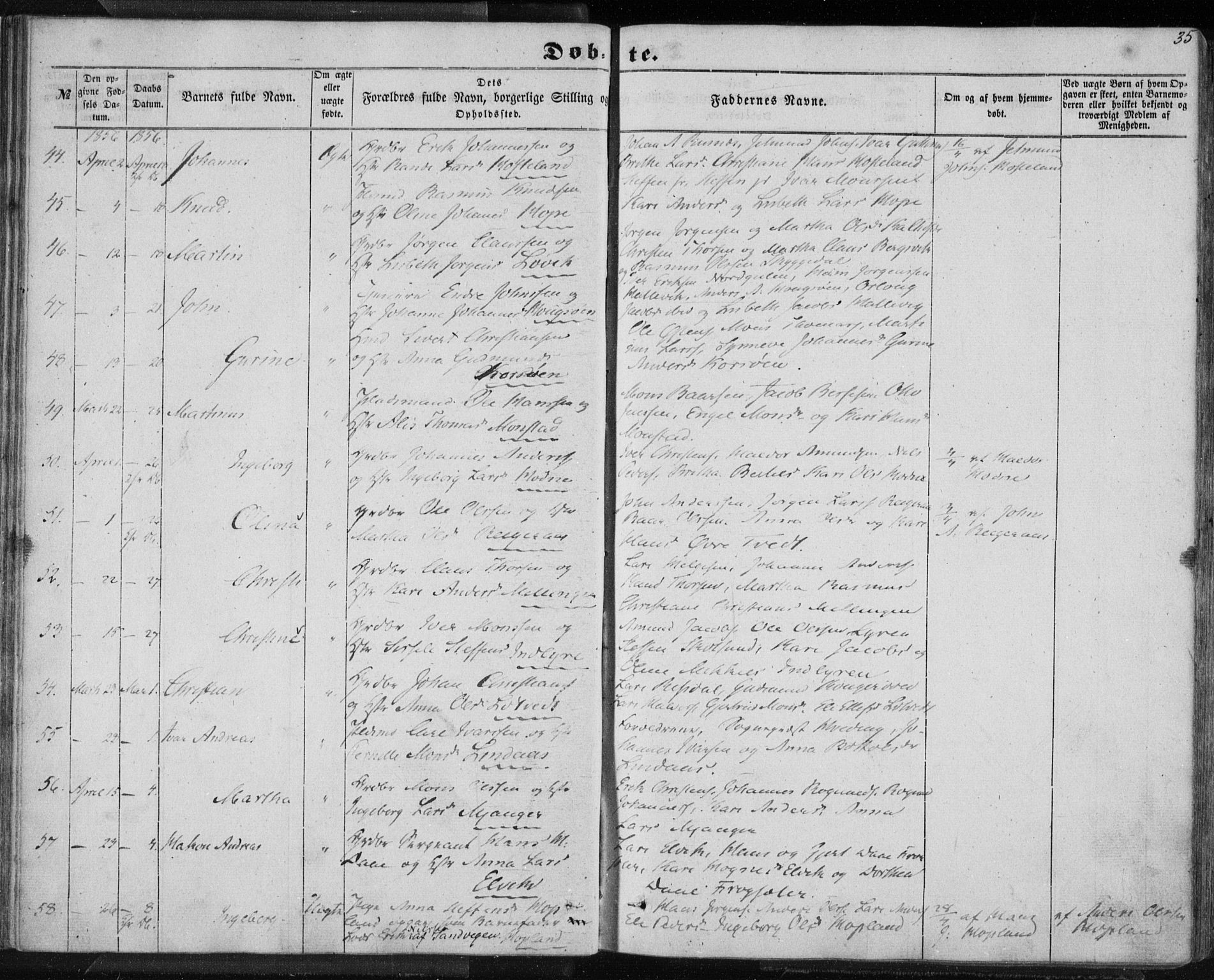 Lindås Sokneprestembete, AV/SAB-A-76701/H/Haa/Haaa/L0011: Ministerialbok nr. A 11, 1854-1869, s. 35