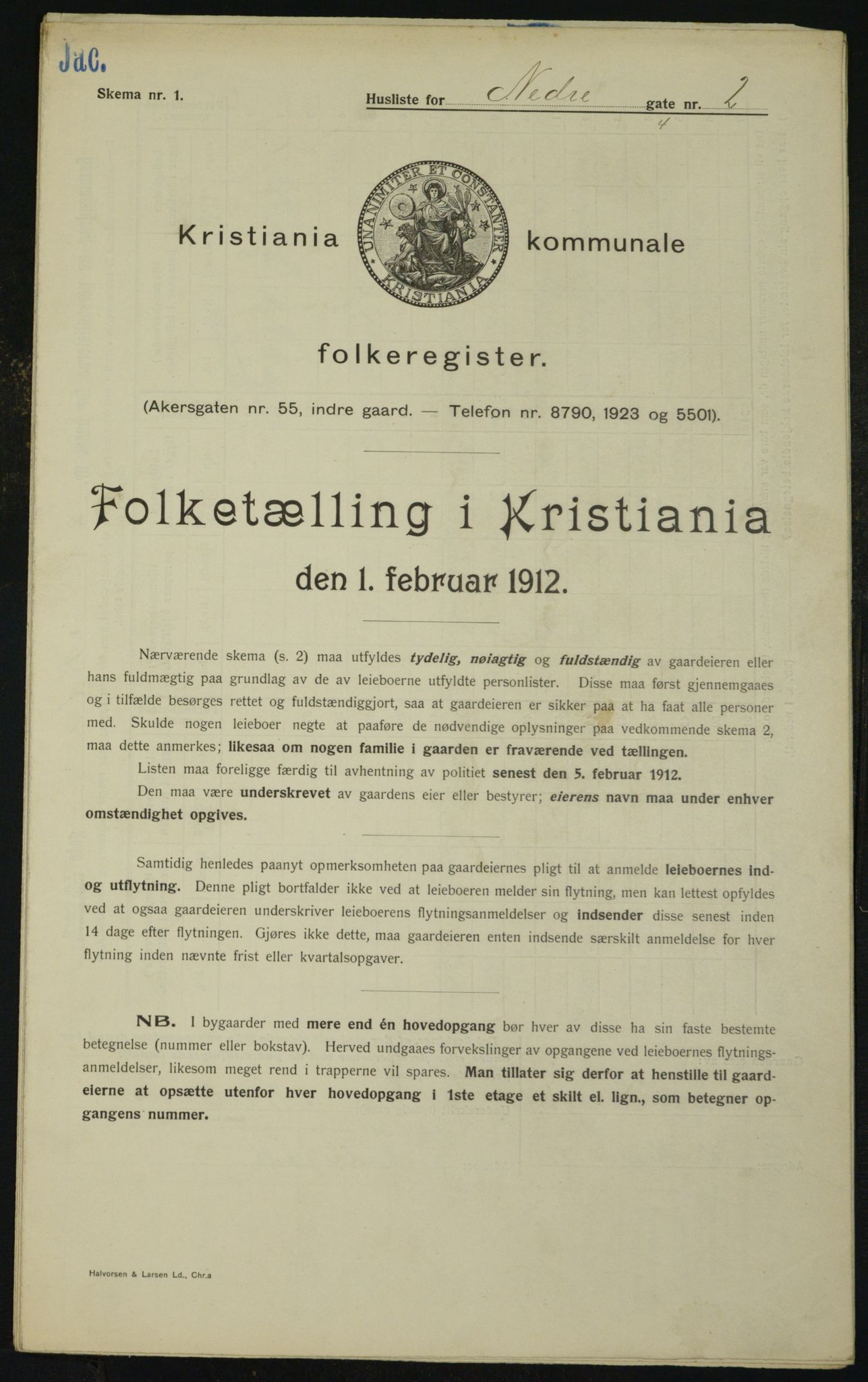 OBA, Kommunal folketelling 1.2.1912 for Kristiania, 1912, s. 69717