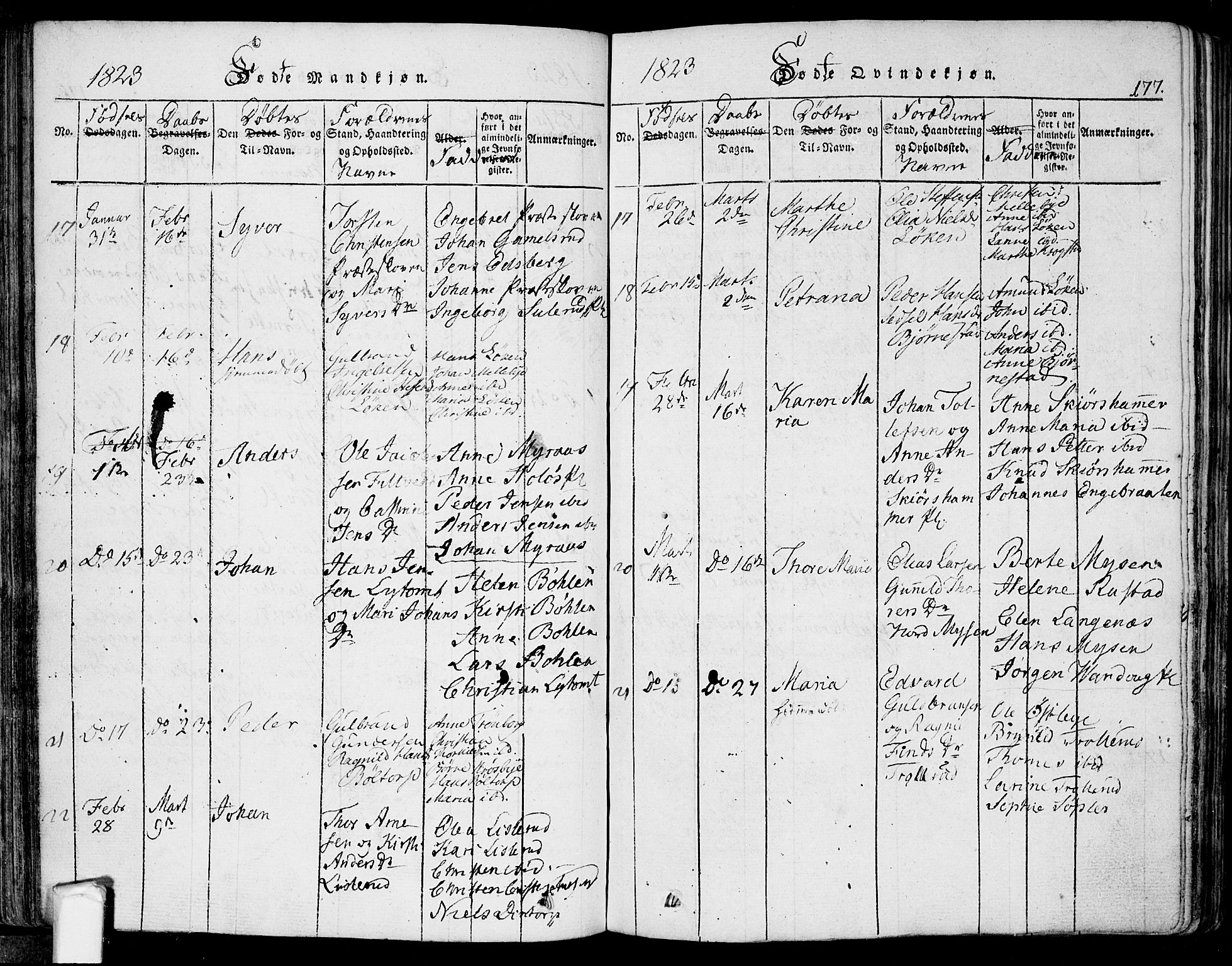 Eidsberg prestekontor Kirkebøker, AV/SAO-A-10905/F/Fa/L0007: Ministerialbok nr. I 7, 1814-1832, s. 177