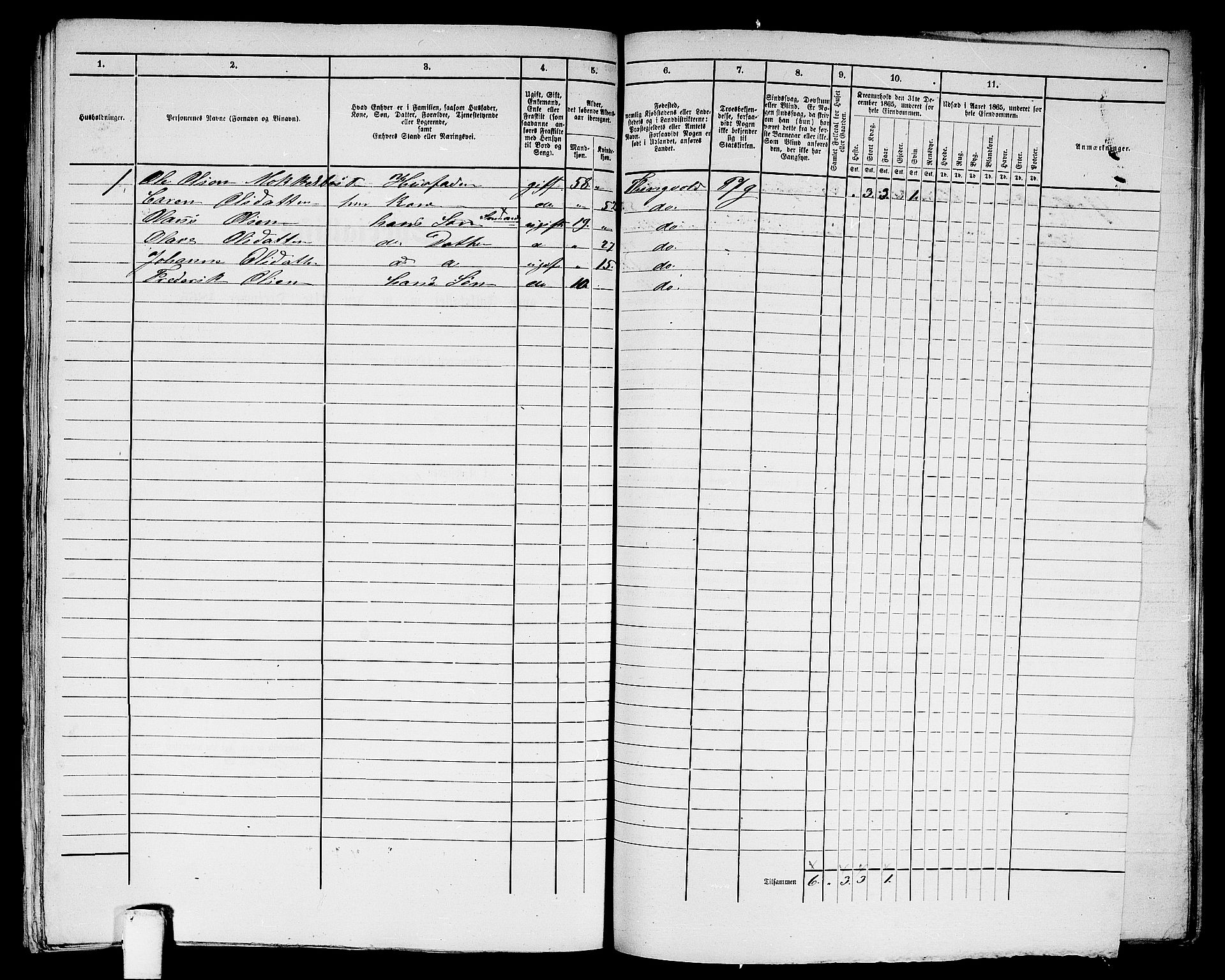 RA, Folketelling 1865 for 1503B Kristiansund prestegjeld, Kristiansund kjøpstad, 1865, s. 1003