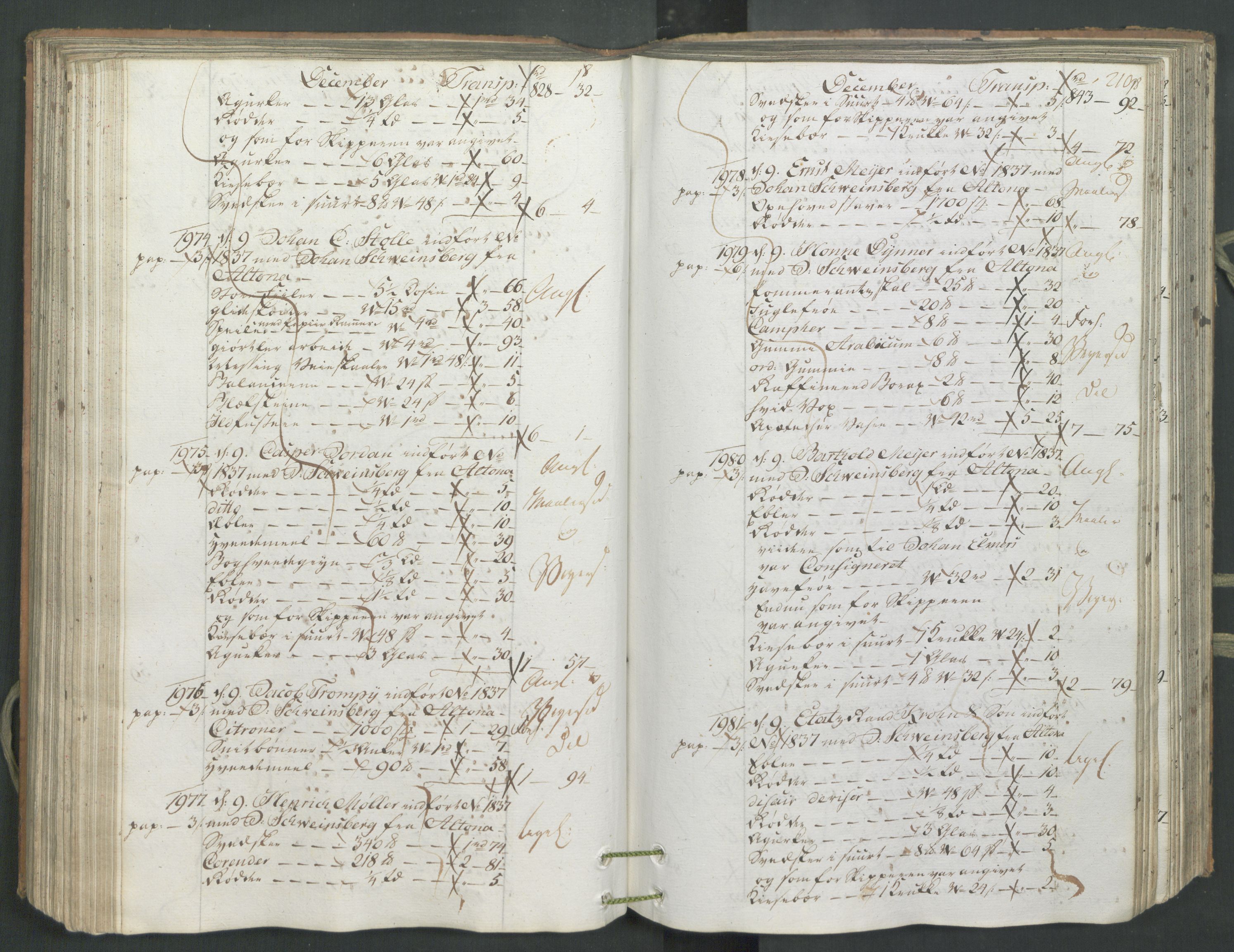 Generaltollkammeret, tollregnskaper, AV/RA-EA-5490/R26/L0222/0001: Tollregnskaper Bergen A / Inngående hovedtollbok, 1786, s. 209b-210a