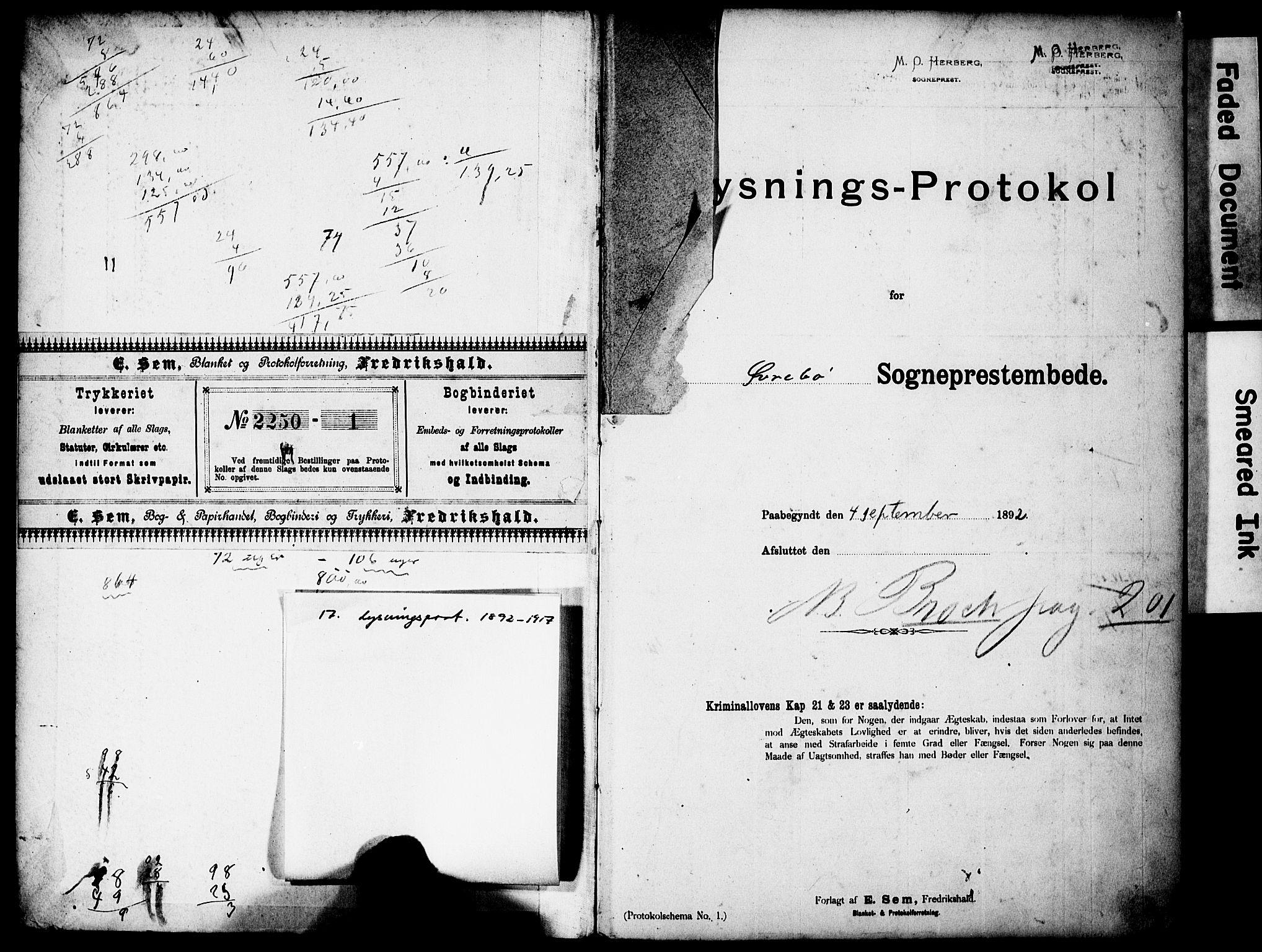Vennesla sokneprestkontor, SAK/1111-0045/J/L0032/0004: Lysningsprotokoll nr. II 5 2, 1892-1917
