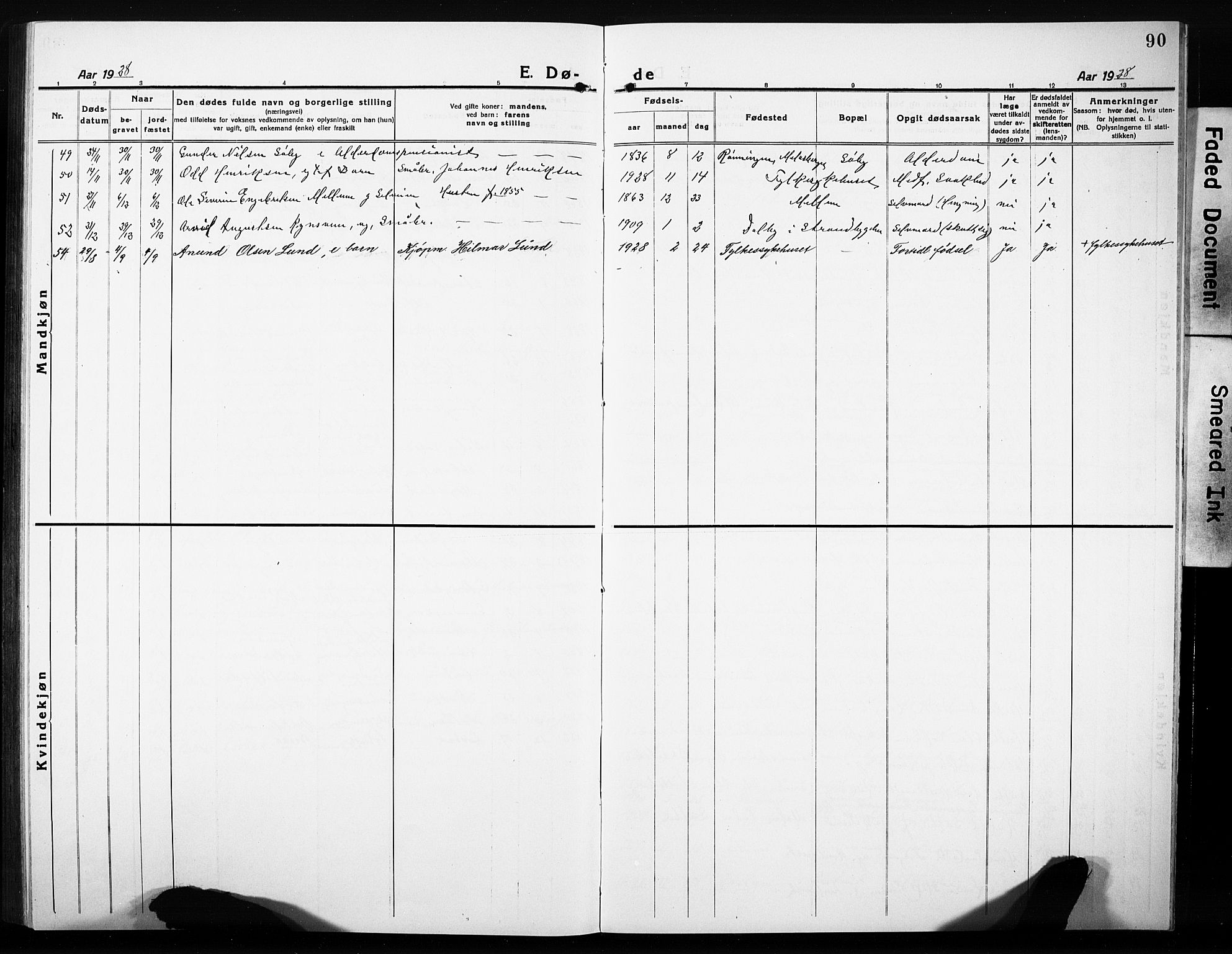 Elverum prestekontor, AV/SAH-PREST-044/H/Ha/Hab/L0014: Klokkerbok nr. 14, 1922-1933, s. 90