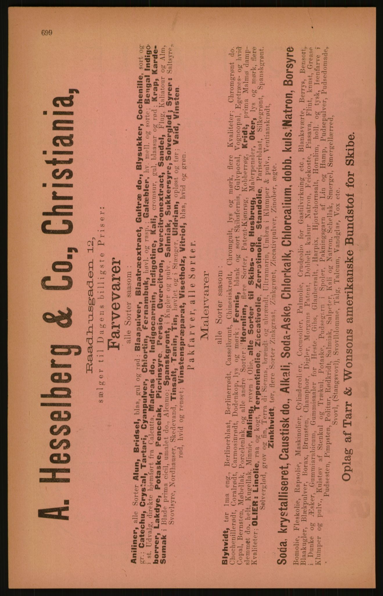 Kristiania/Oslo adressebok, PUBL/-, 1891, s. 699