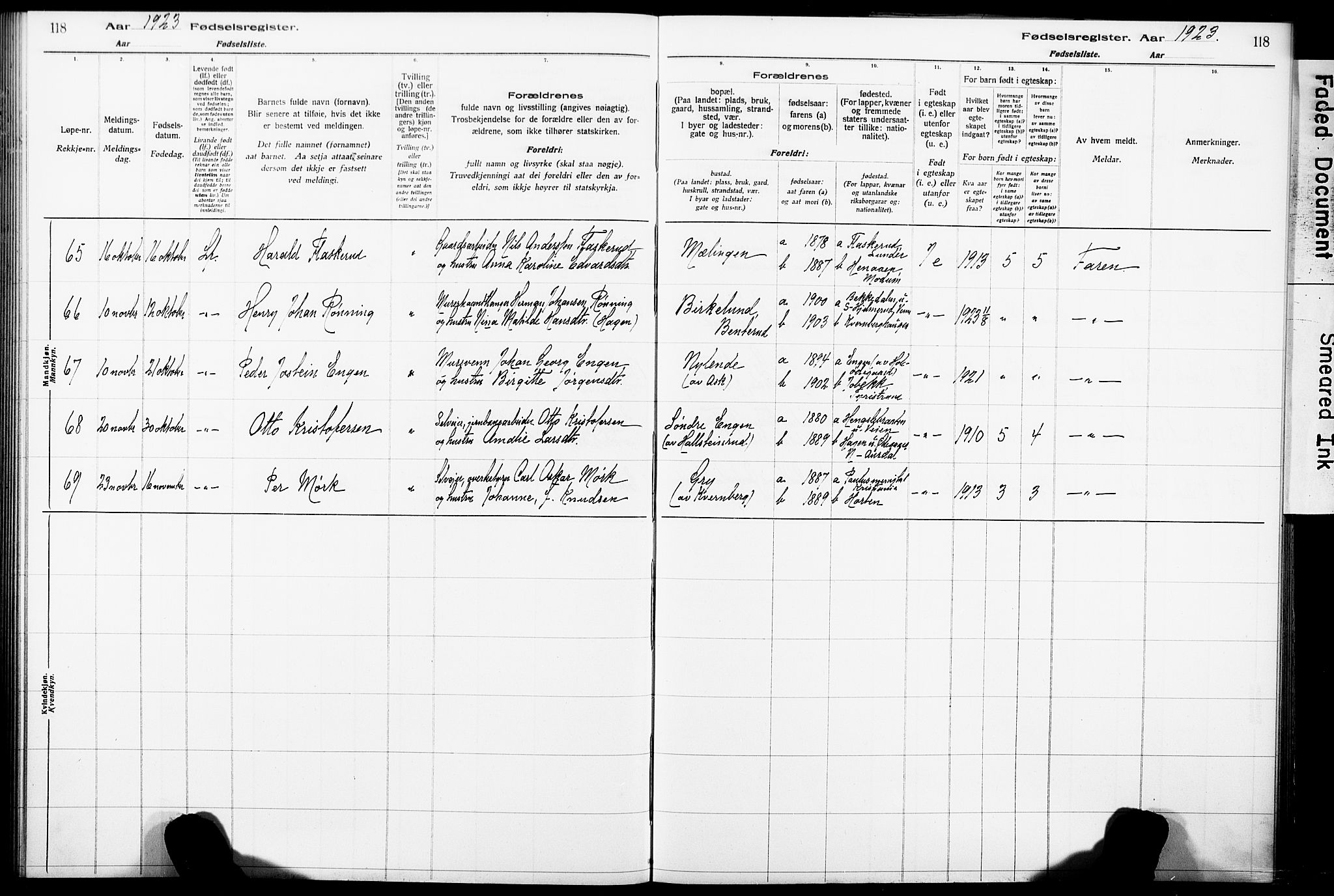 Norderhov kirkebøker, AV/SAKO-A-237/J/Ja/L0001: Fødselsregister nr. 1, 1916-1930, s. 118