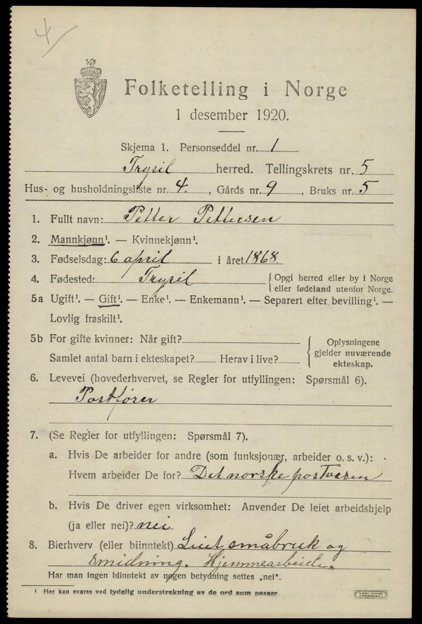 SAH, Folketelling 1920 for 0428 Trysil herred, 1920, s. 4351