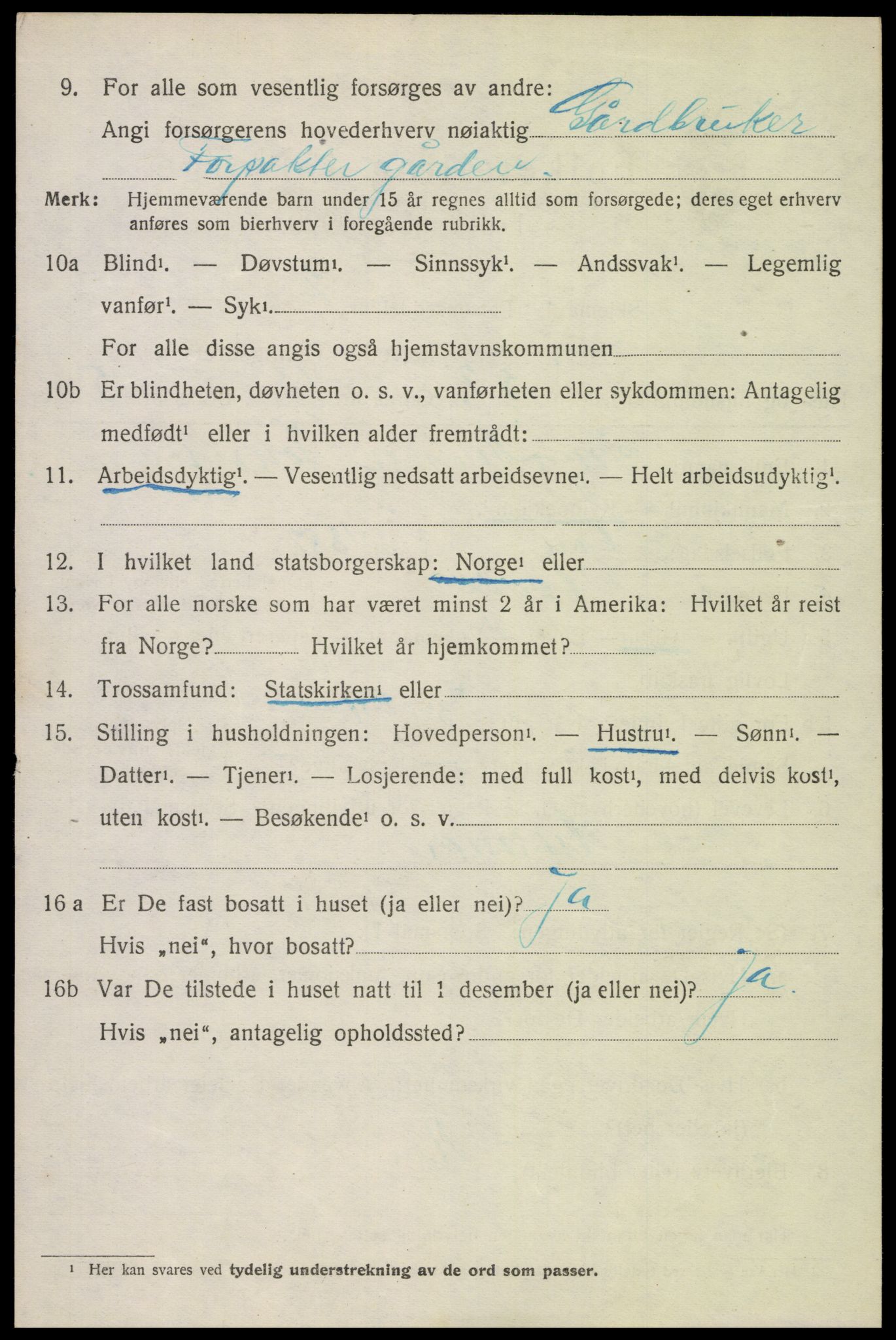 SAK, Folketelling 1920 for 0927 Høvåg herred, 1920, s. 3089