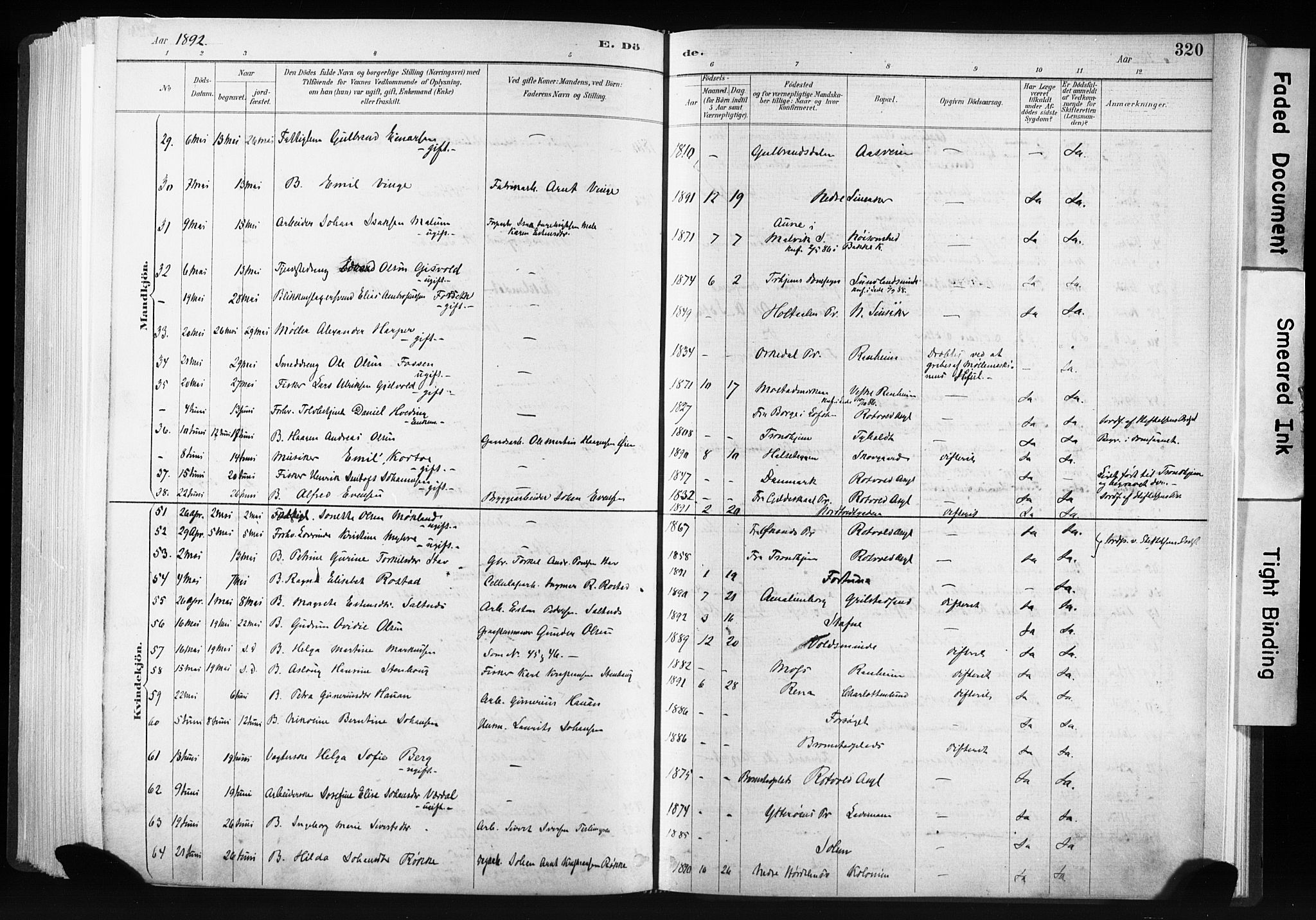 Ministerialprotokoller, klokkerbøker og fødselsregistre - Sør-Trøndelag, AV/SAT-A-1456/606/L0300: Ministerialbok nr. 606A15, 1886-1893, s. 320