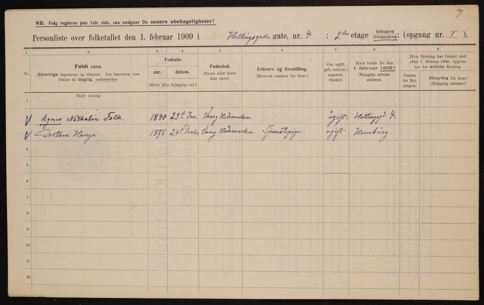 OBA, Kommunal folketelling 1.2.1909 for Kristiania kjøpstad, 1909, s. 30990