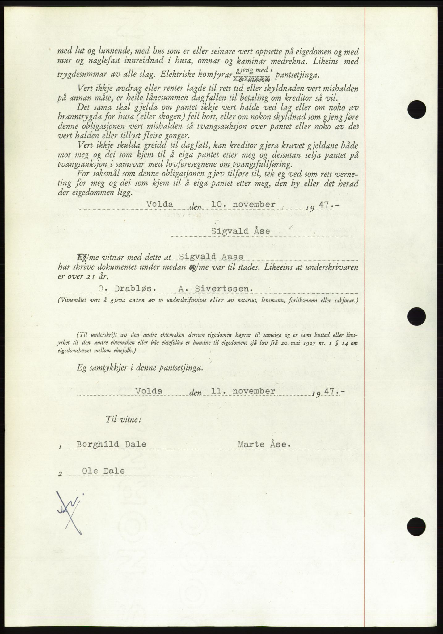 Søre Sunnmøre sorenskriveri, AV/SAT-A-4122/1/2/2C/L0115: Pantebok nr. 3B, 1947-1948, Dagboknr: 1641/1947