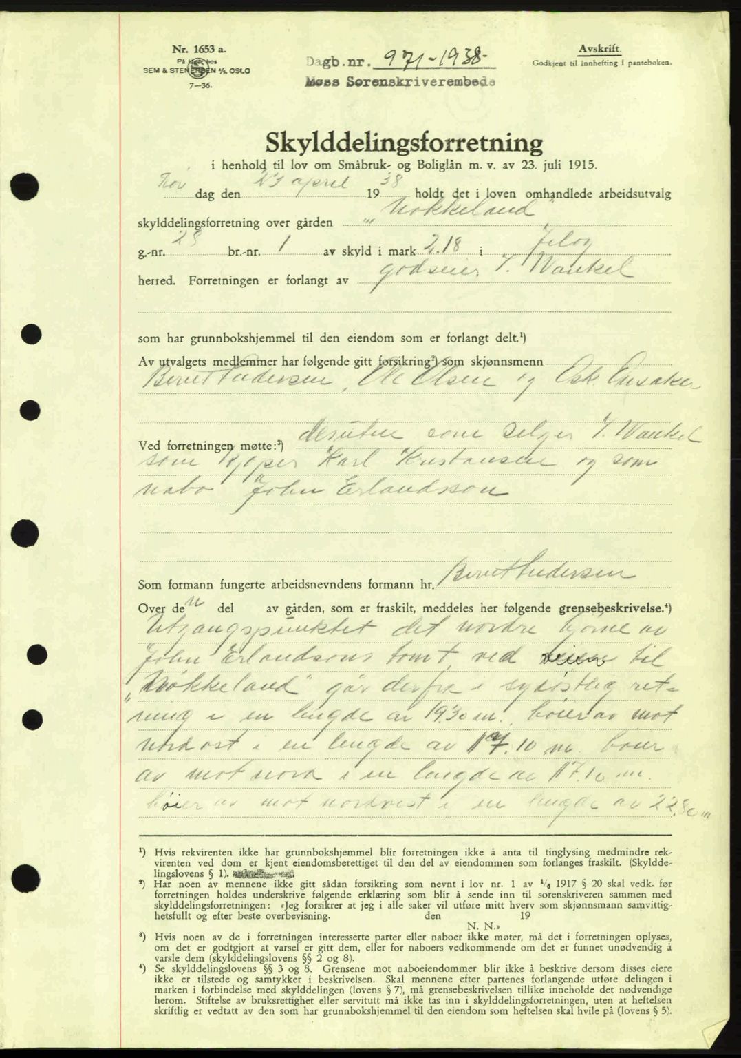 Moss sorenskriveri, SAO/A-10168: Pantebok nr. A4, 1938-1938, Dagboknr: 971/1938
