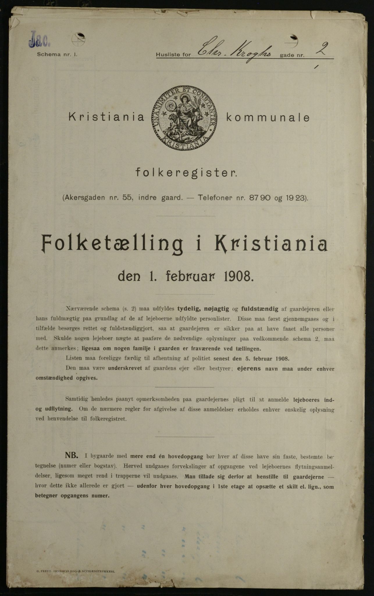 OBA, Kommunal folketelling 1.2.1908 for Kristiania kjøpstad, 1908, s. 11020