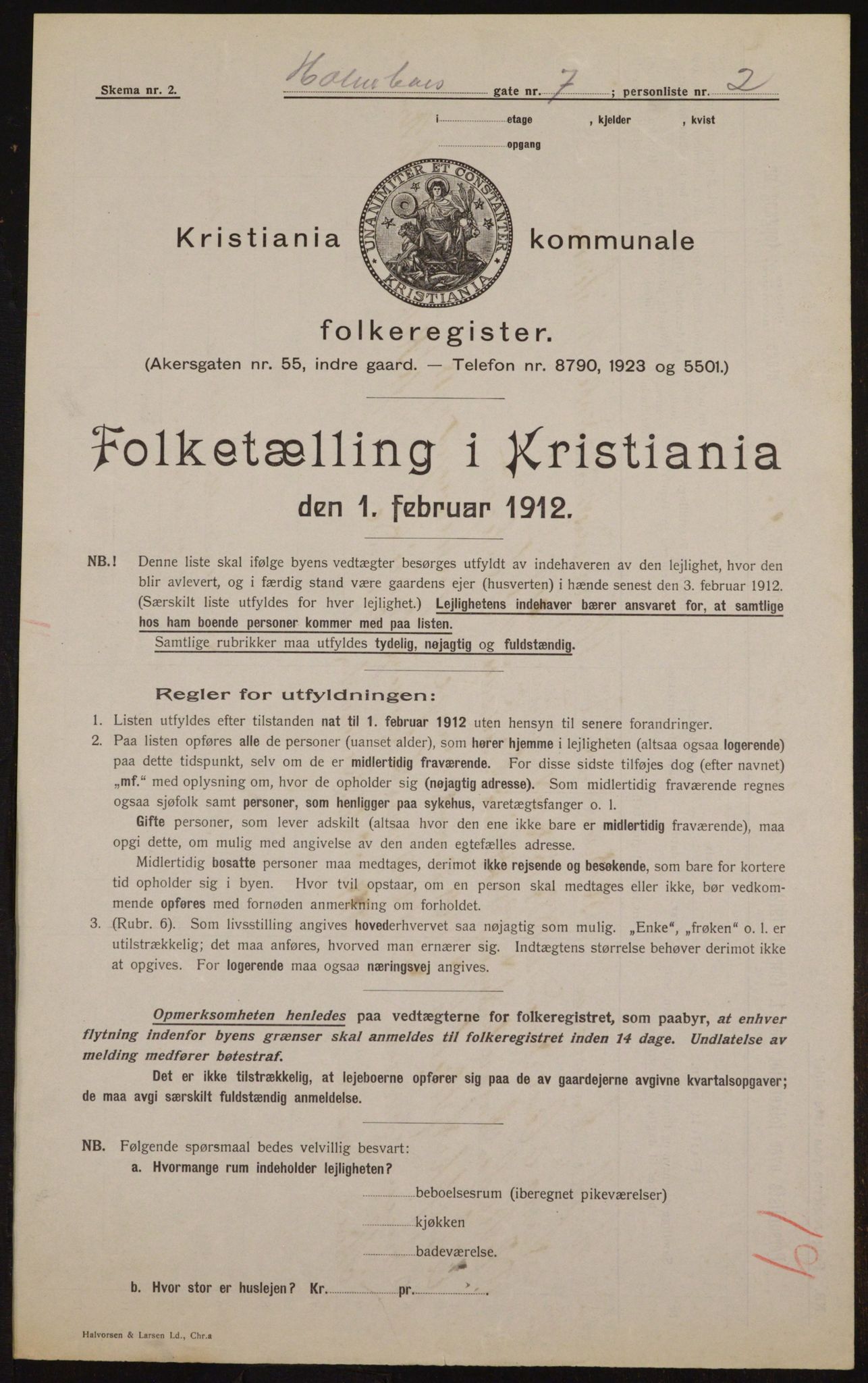 OBA, Kommunal folketelling 1.2.1912 for Kristiania, 1912, s. 41213