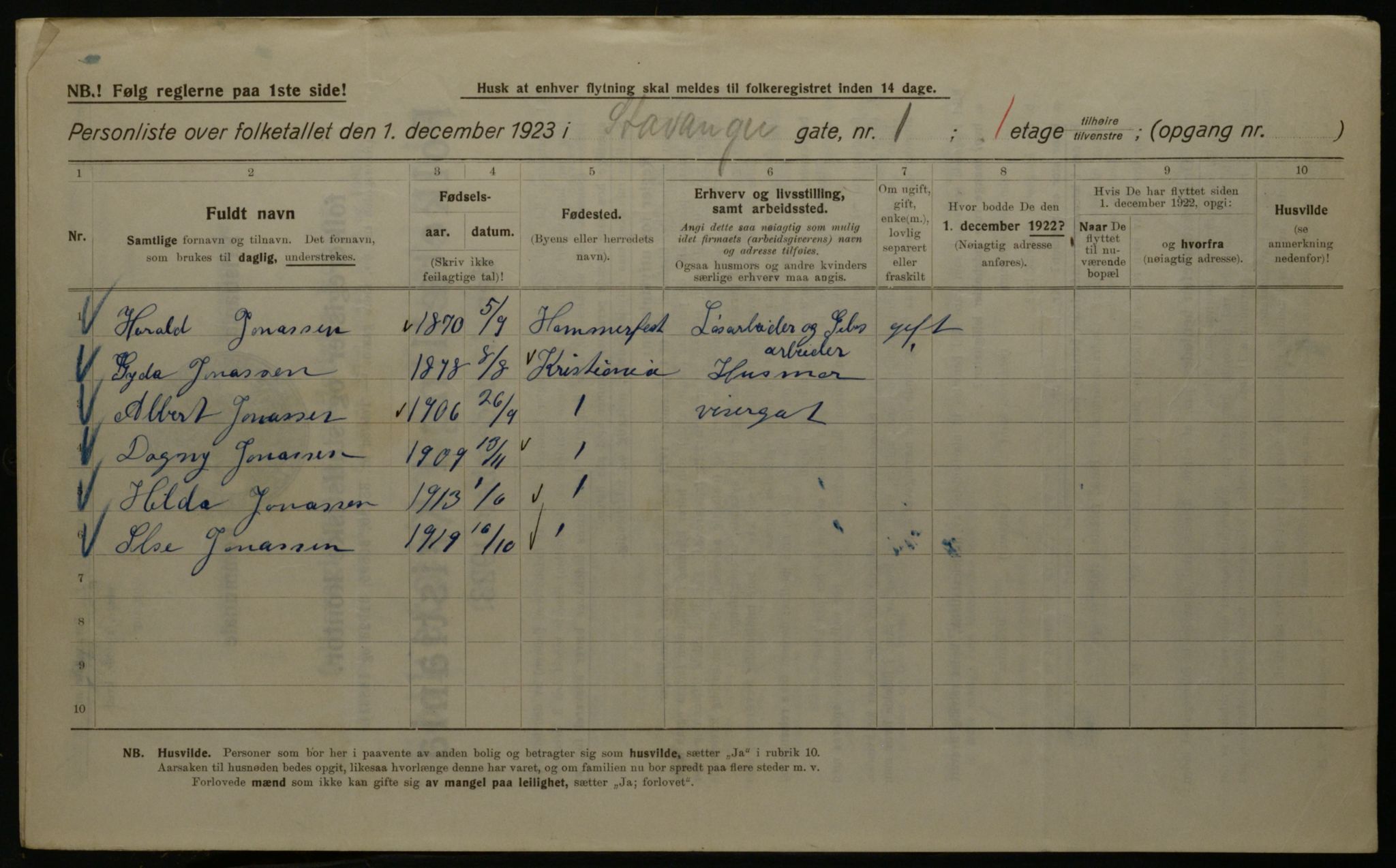 OBA, Kommunal folketelling 1.12.1923 for Kristiania, 1923, s. 111194