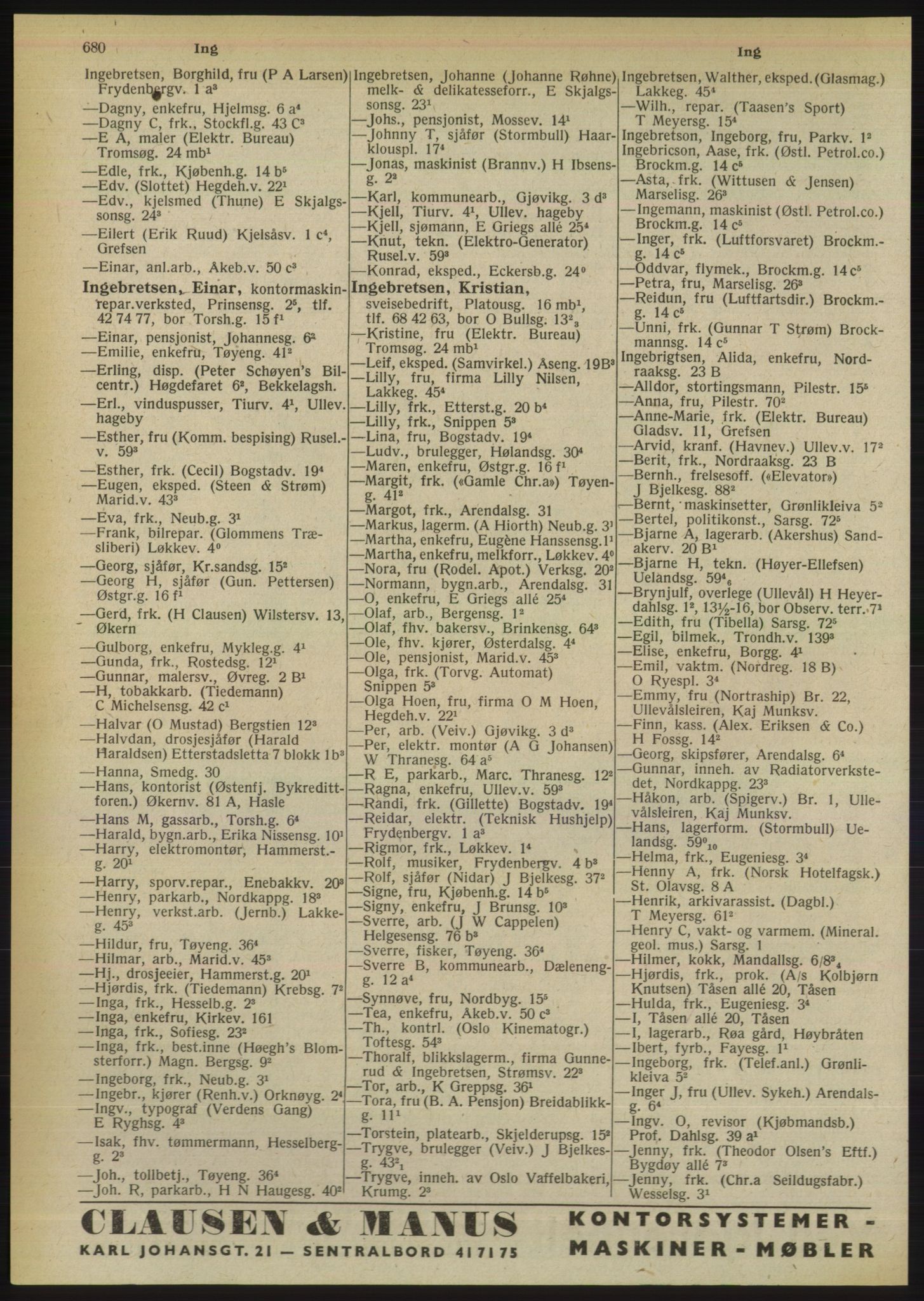 Kristiania/Oslo adressebok, PUBL/-, 1950, s. 680