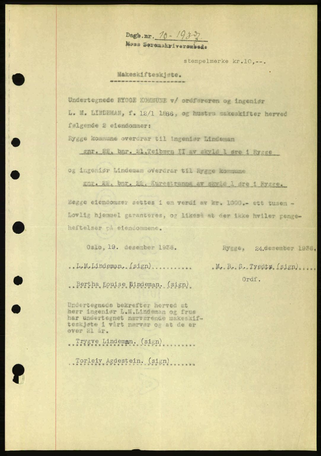 Moss sorenskriveri, SAO/A-10168: Pantebok nr. A2, 1936-1937, Dagboknr: 10/1936