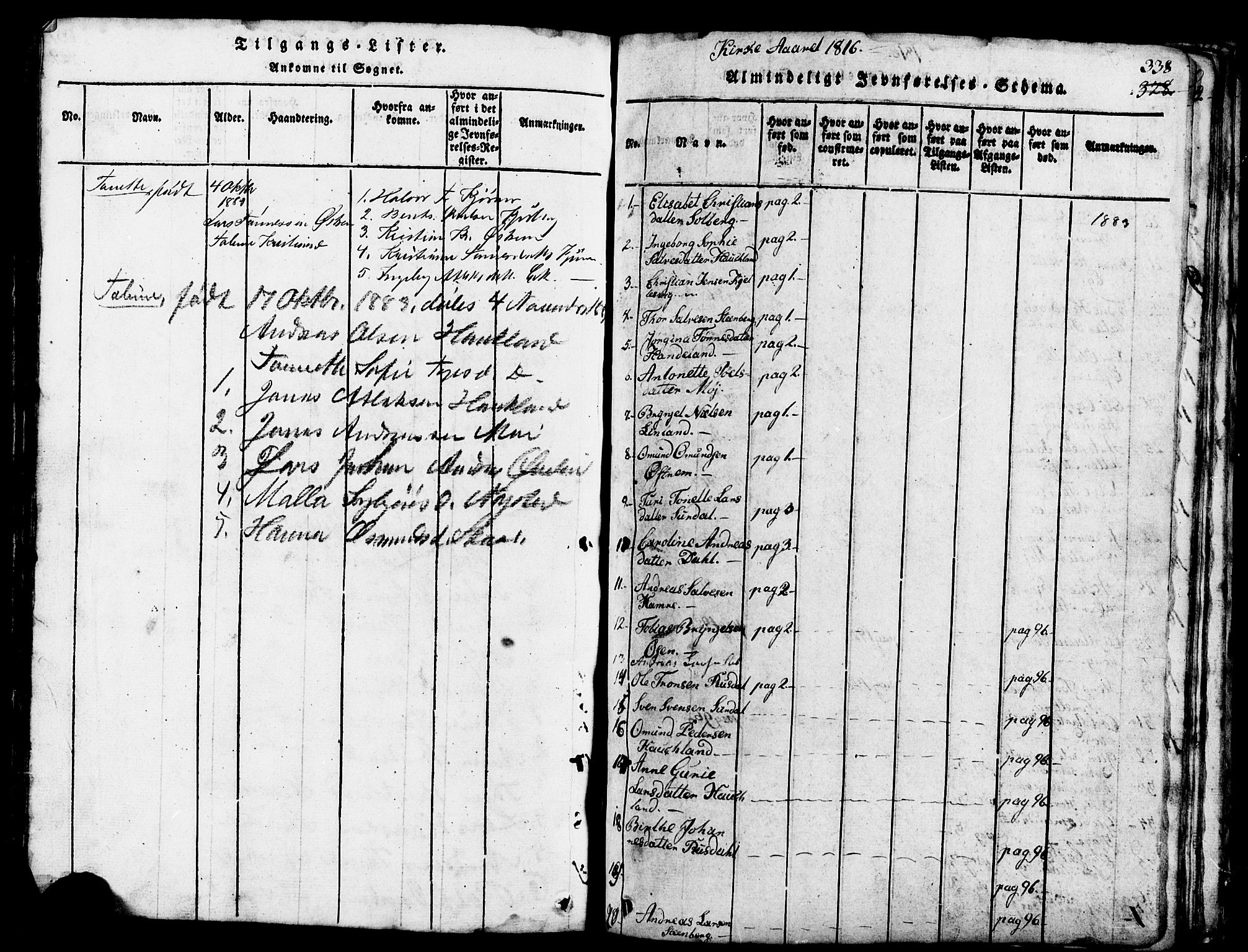 Lund sokneprestkontor, AV/SAST-A-101809/S07/L0002: Klokkerbok nr. B 2, 1816-1832, s. 338