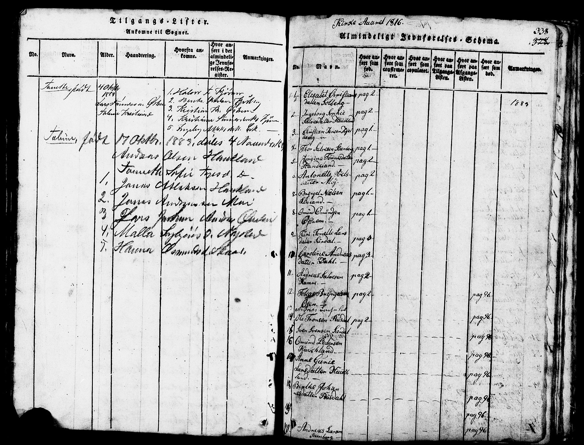 Lund sokneprestkontor, SAST/A-101809/S07/L0002: Klokkerbok nr. B 2, 1816-1832, s. 338