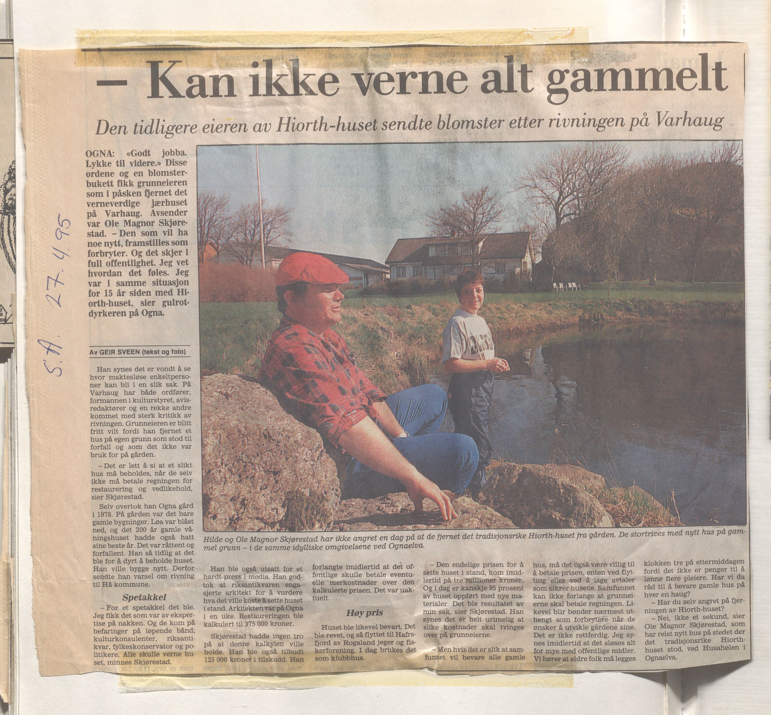 Hå kommune - Kulturetaten, IKAR/A-304/Ub/Ubc/L0009: Avisutklipp - Diverse, 1995