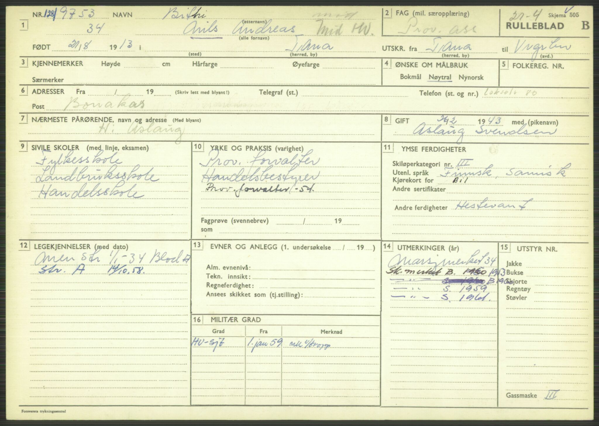 Forsvaret, Varanger bataljon, AV/RA-RAFA-2258/1/D/L0444: Rulleblad for menige født 1913-1914, 1913-1914, s. 50