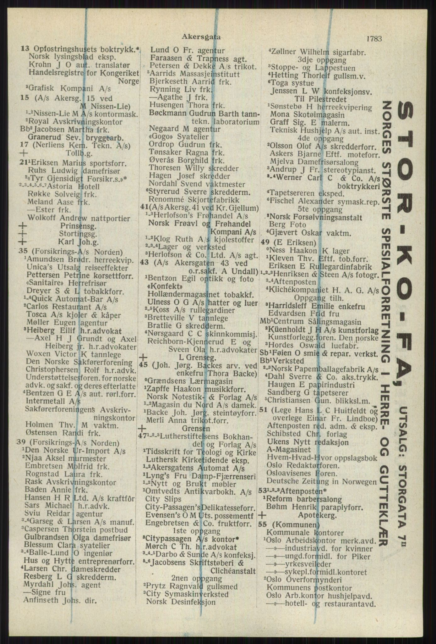 Kristiania/Oslo adressebok, PUBL/-, 1941, s. 1783