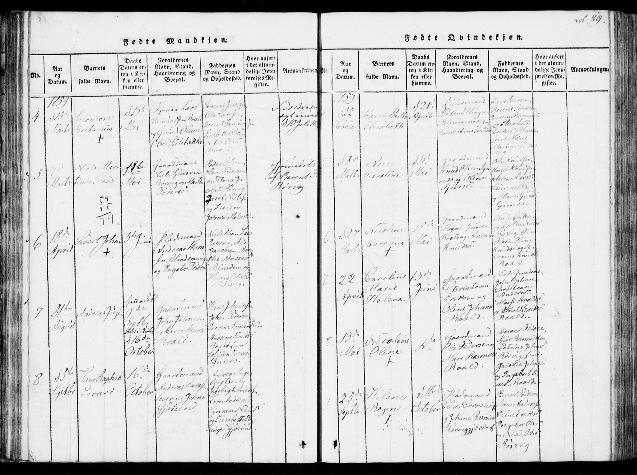 Ministerialprotokoller, klokkerbøker og fødselsregistre - Møre og Romsdal, AV/SAT-A-1454/537/L0517: Ministerialbok nr. 537A01, 1818-1862, s. 89